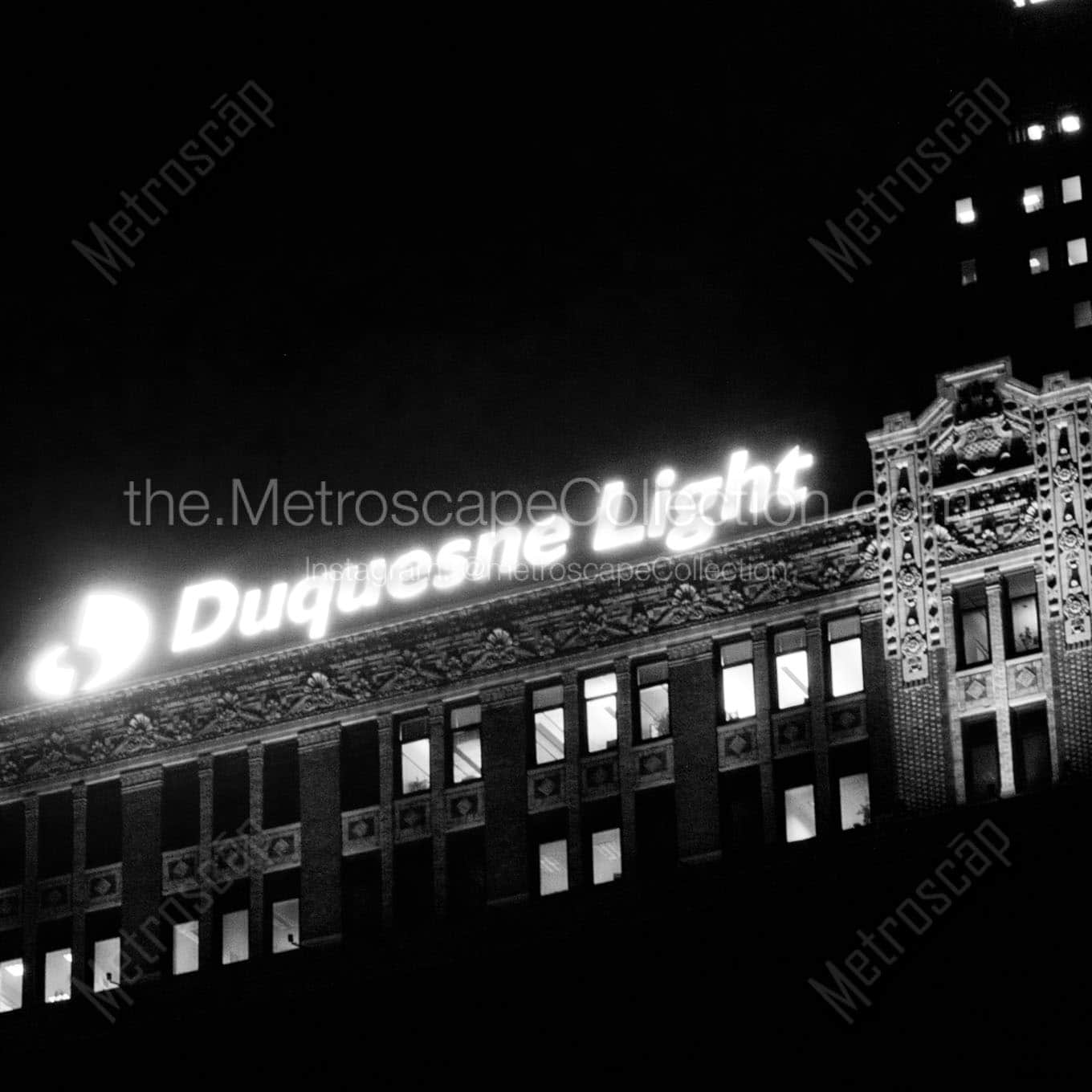 duquense light sign Black & White Wall Art