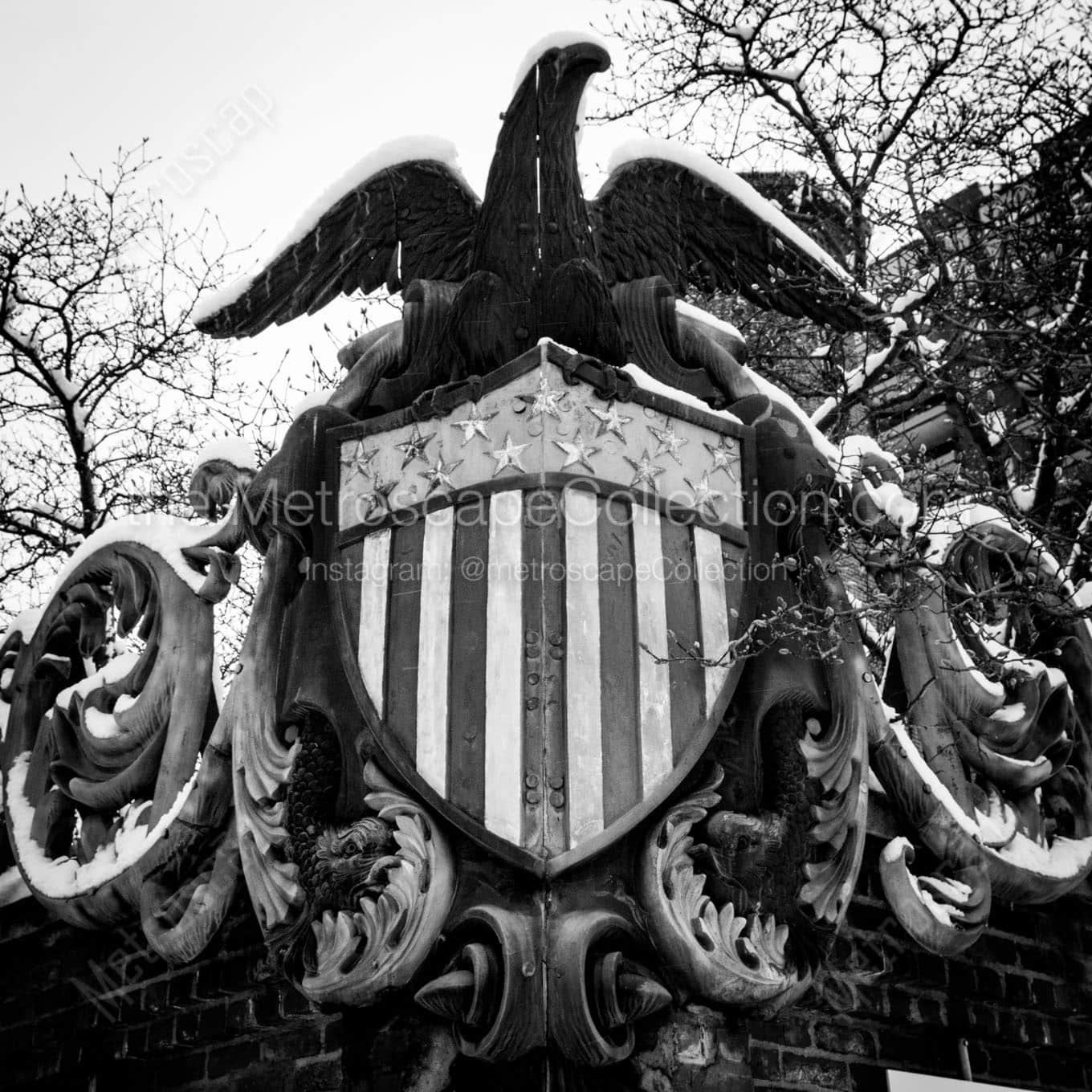 eagle shield columbus cultural arts center Black & White Wall Art