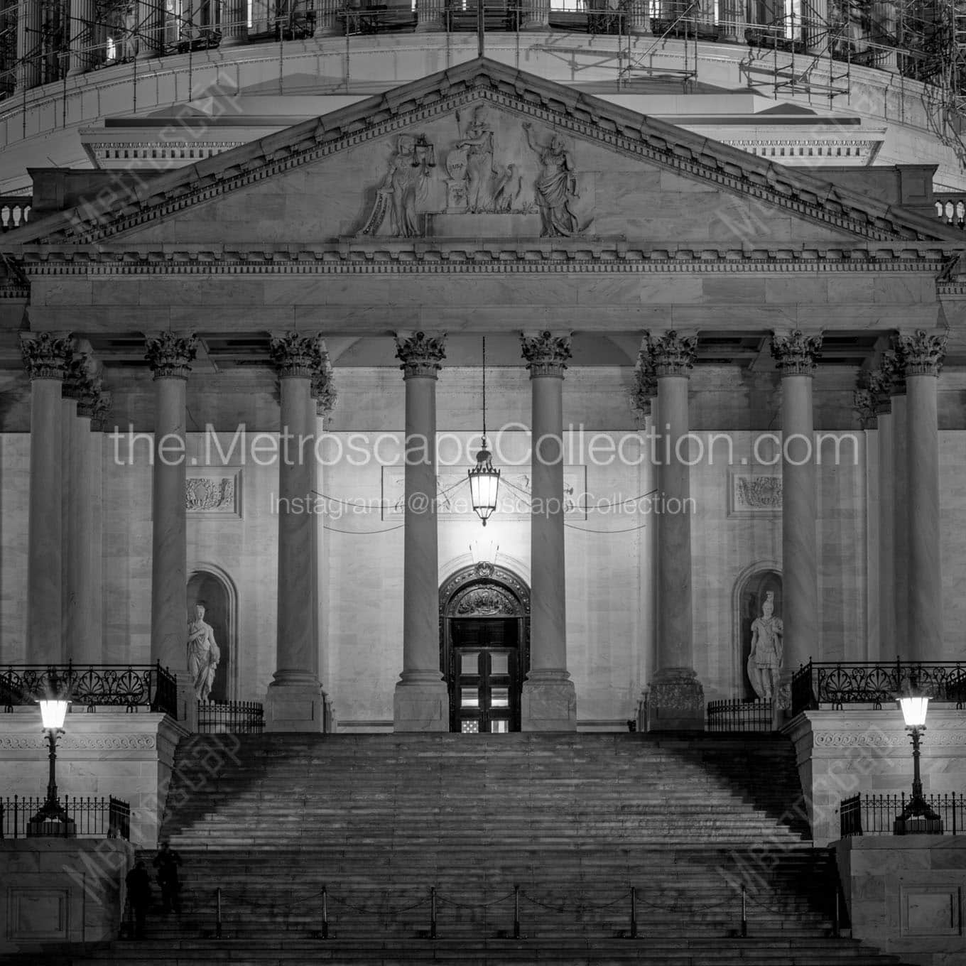 east side us capitol building at night Black & White Wall Art