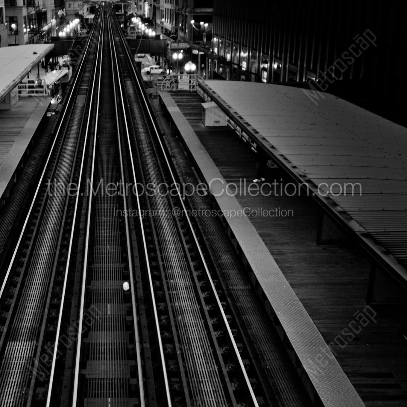 empty l train tracks Black & White Wall Art