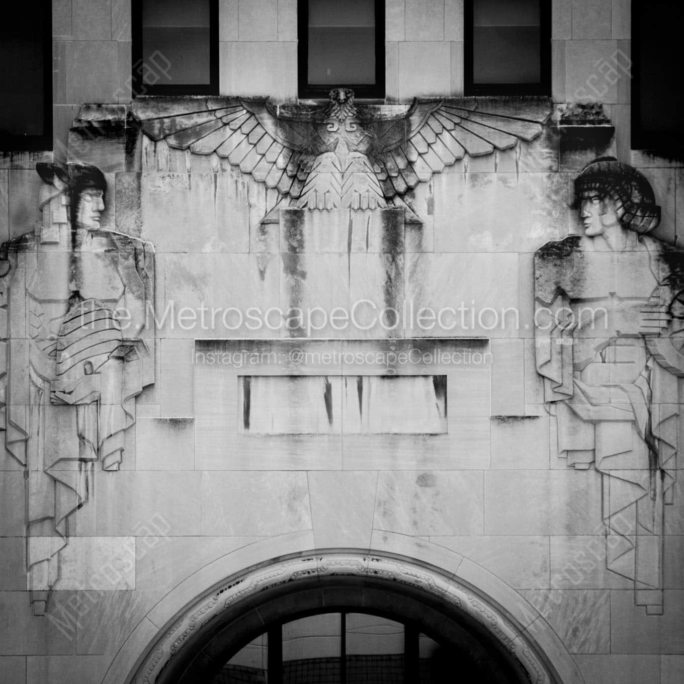 etchings on pnc bank building Black & White Wall Art