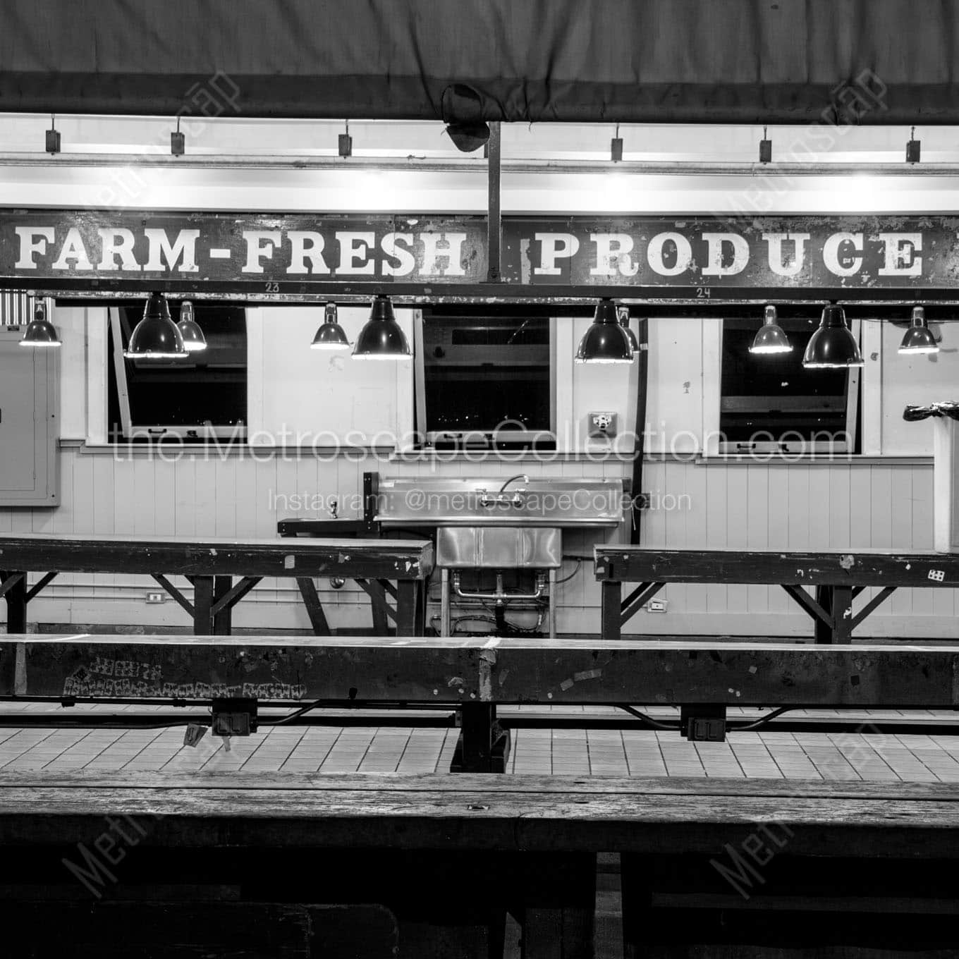 farm fresh produce pike place market Black & White Wall Art