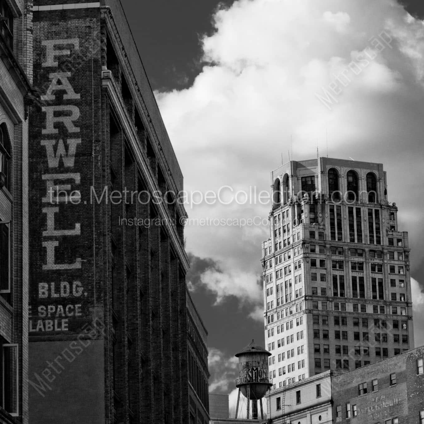 farwell building broderick tower Black & White Wall Art