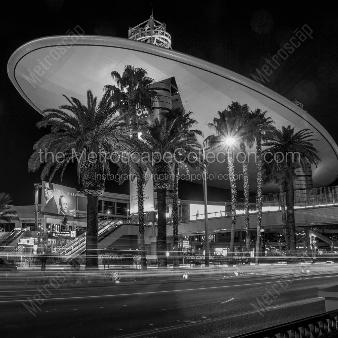 fashion show mall at night Black & White Wall Art