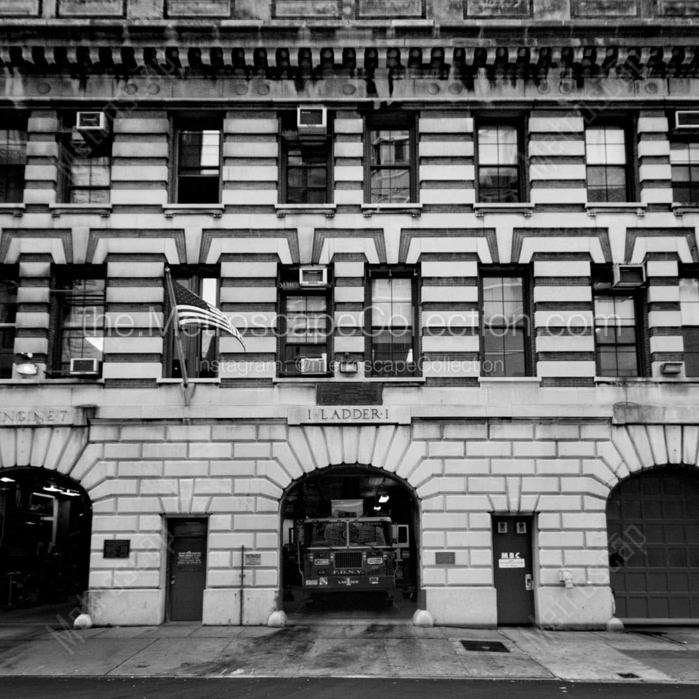 fdny ladder 1 Black & White Wall Art