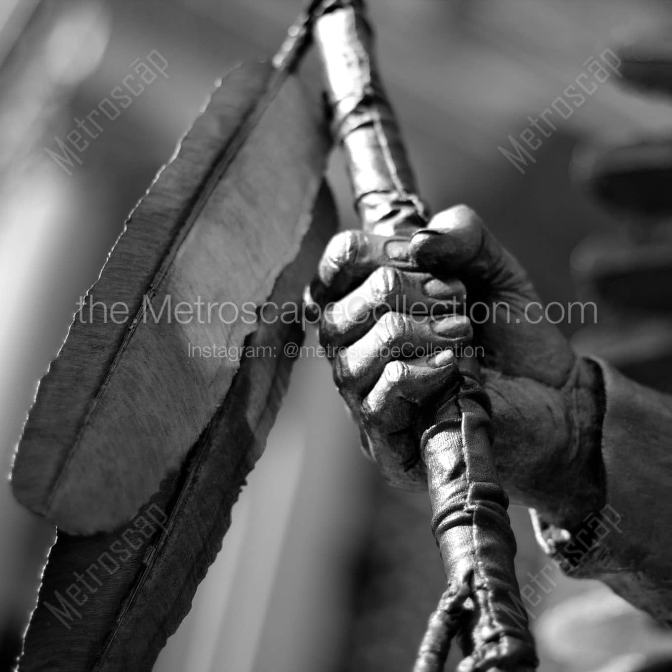 feathers on washakie statue Black & White Wall Art