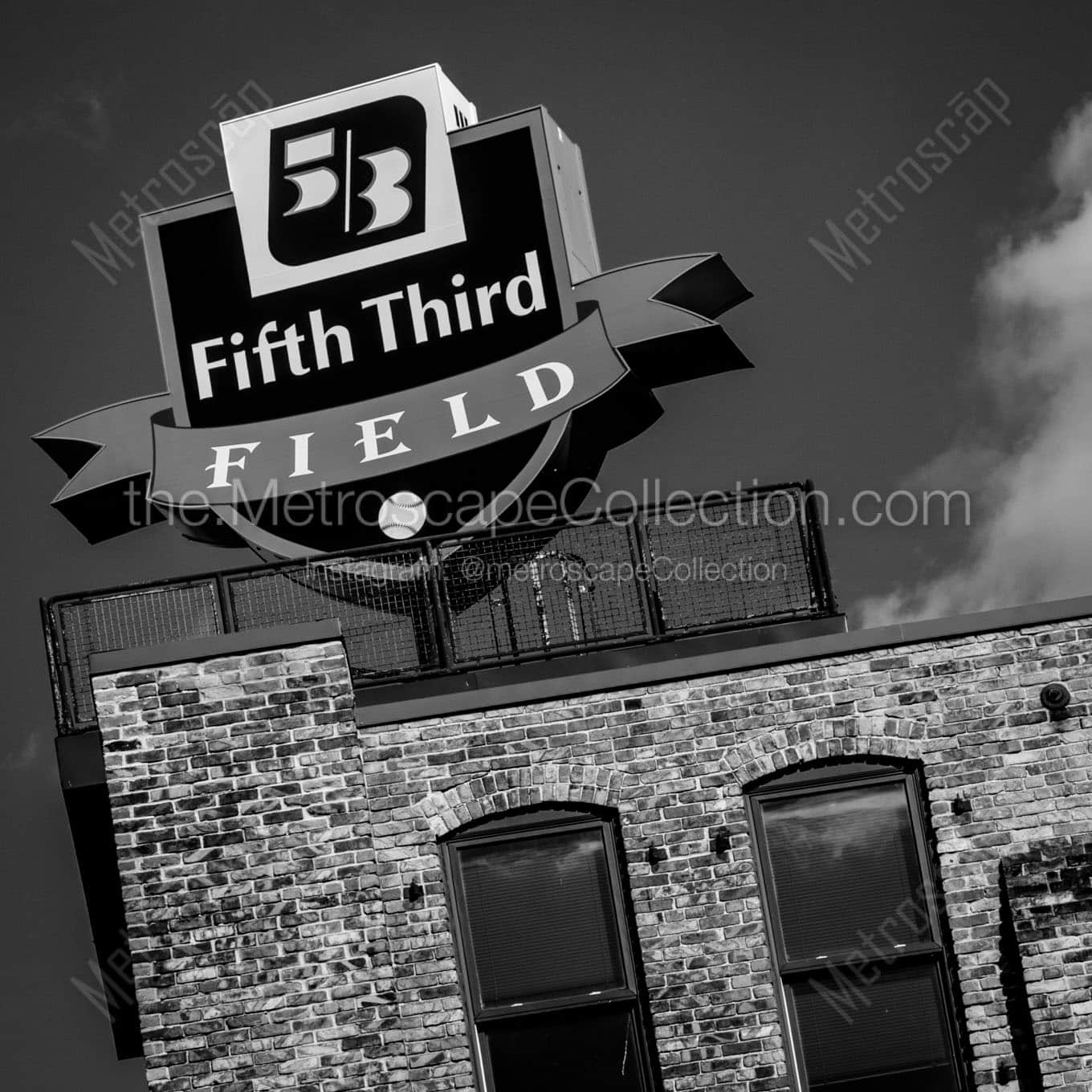 fifth third field sign Black & White Wall Art