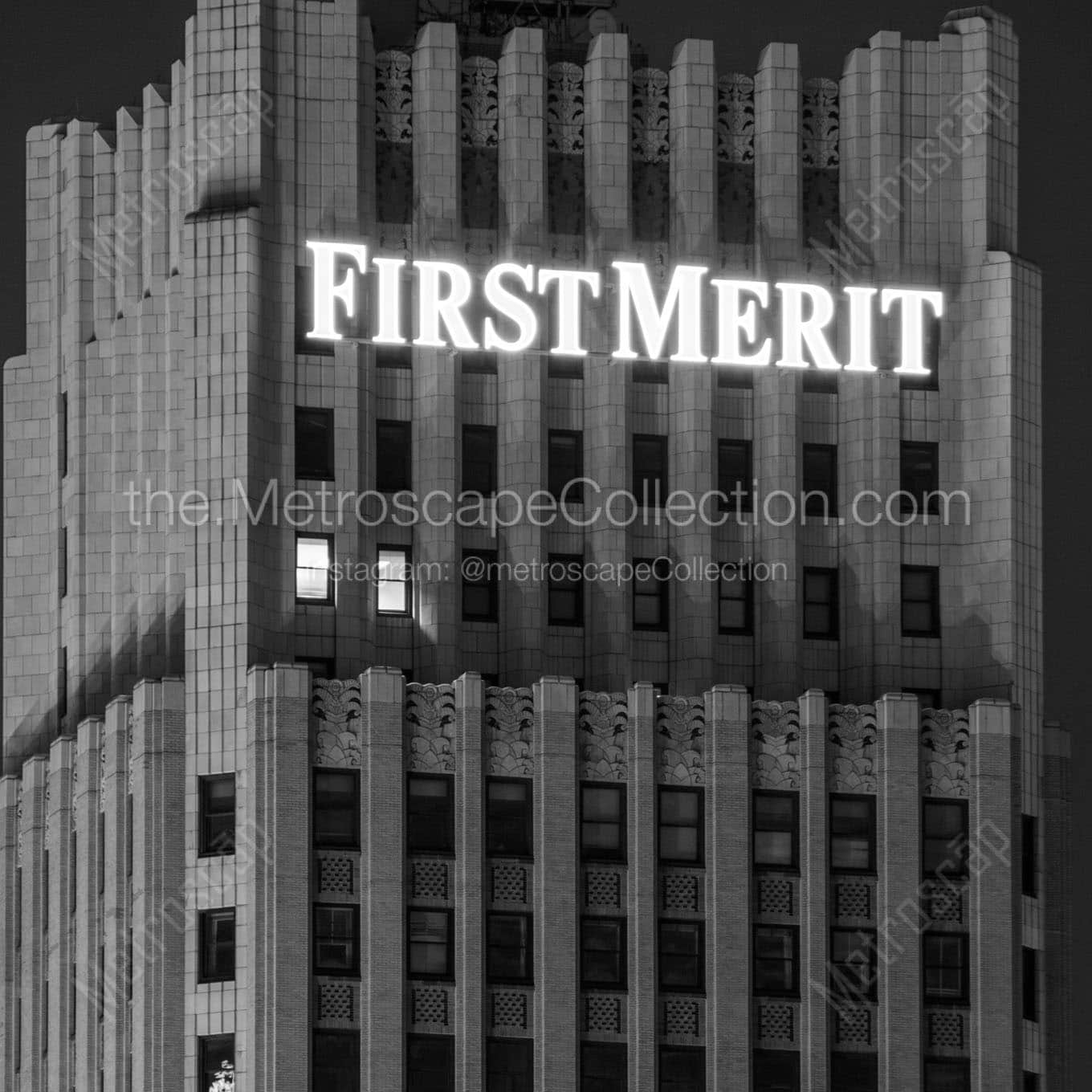 first merit building akron Black & White Wall Art