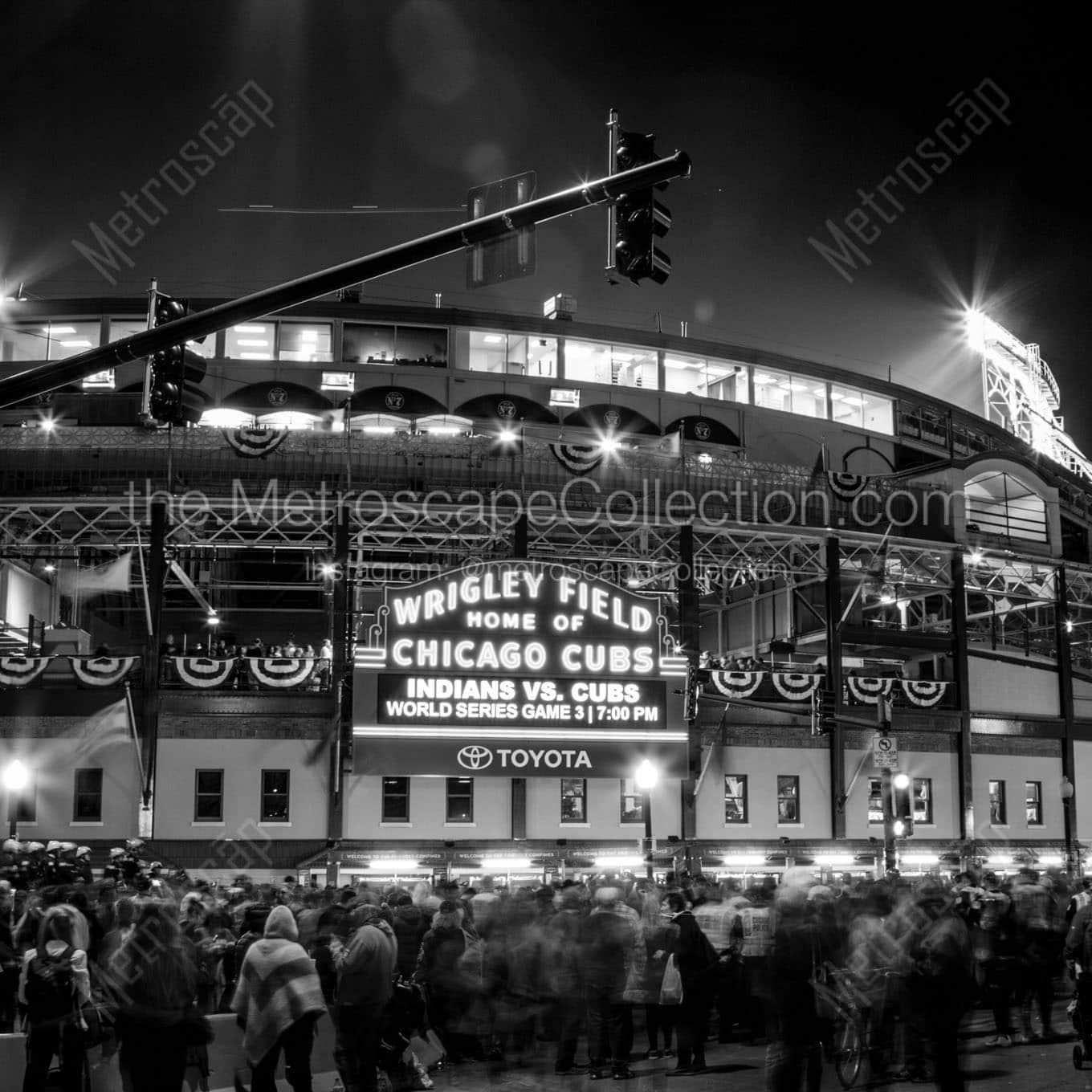 first world series game at wrigley field in 71 years Black & White Wall Art