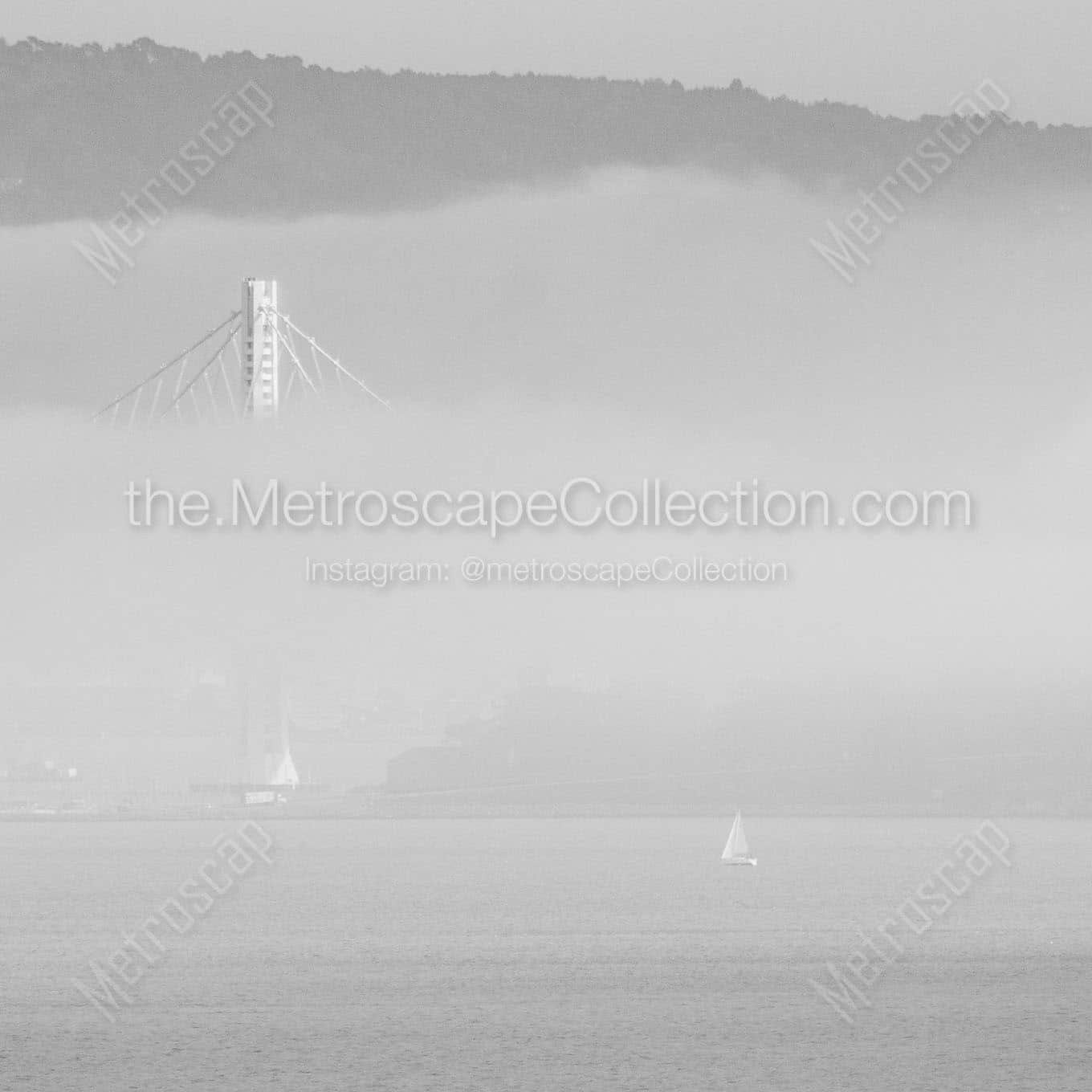 fog on san francisco bay Black & White Wall Art