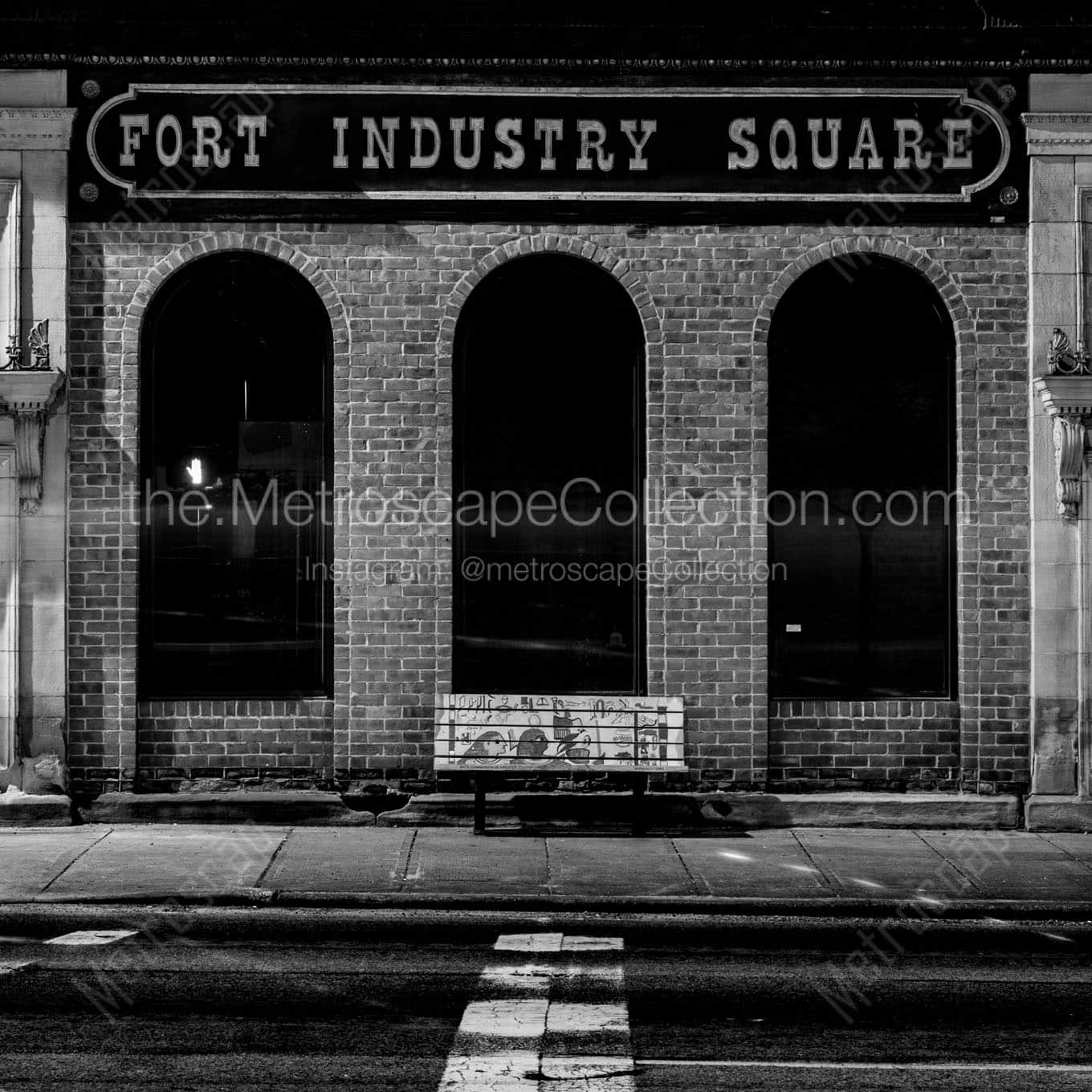 fort industry square at night Black & White Wall Art
