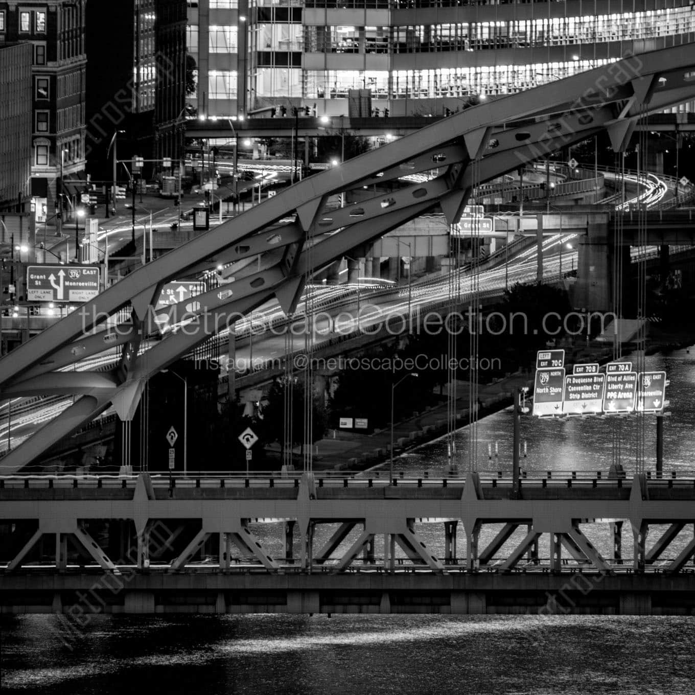 fort pitt bridge west end overlook Black & White Wall Art