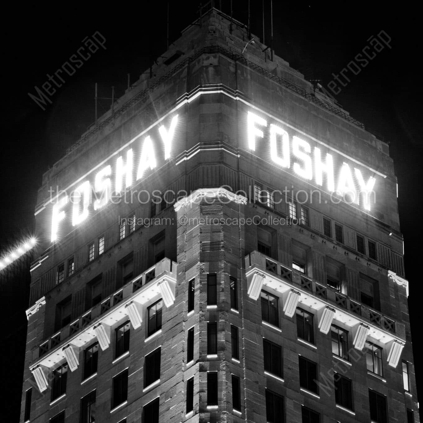 foshay tower at night Black & White Wall Art