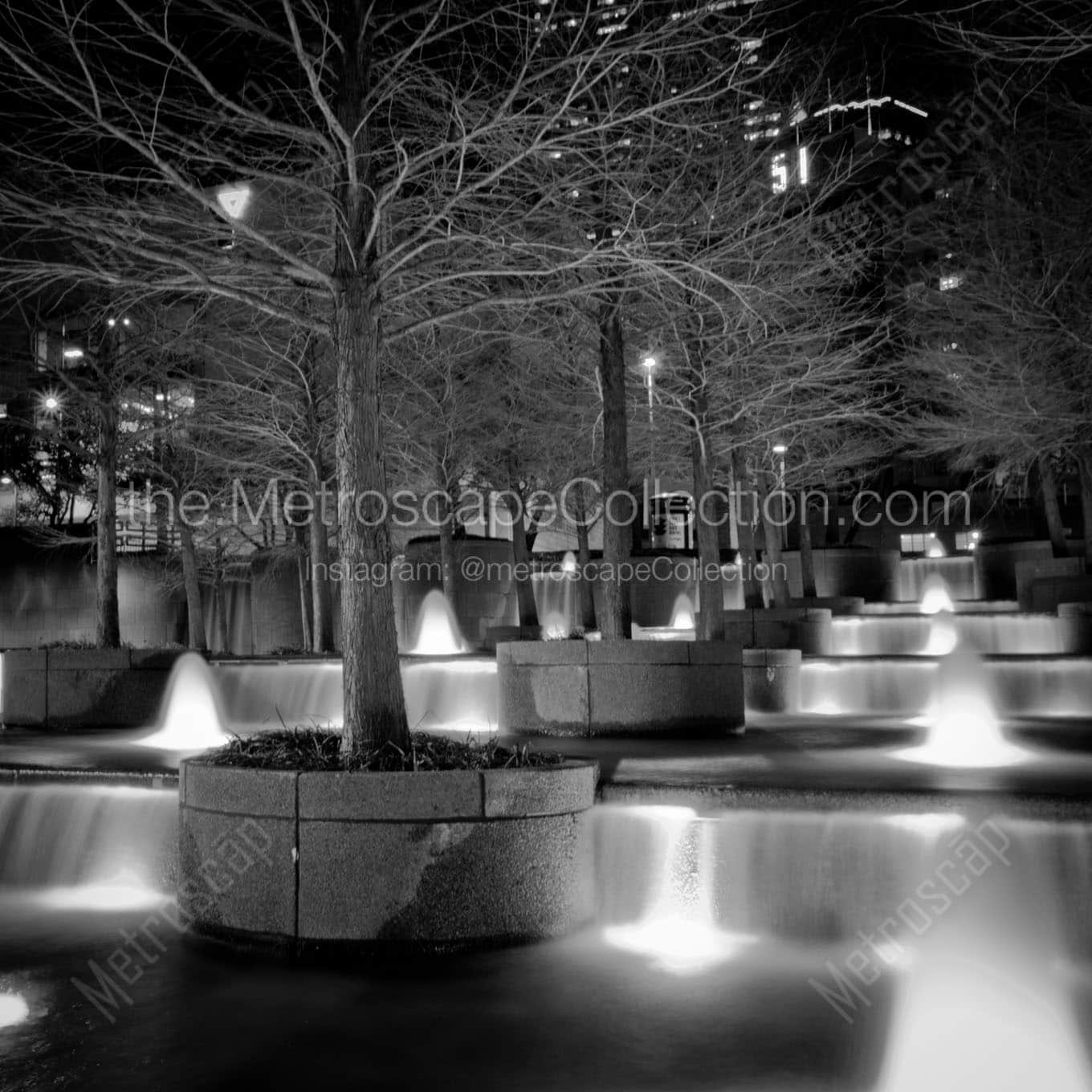 fountain place fountains Black & White Wall Art