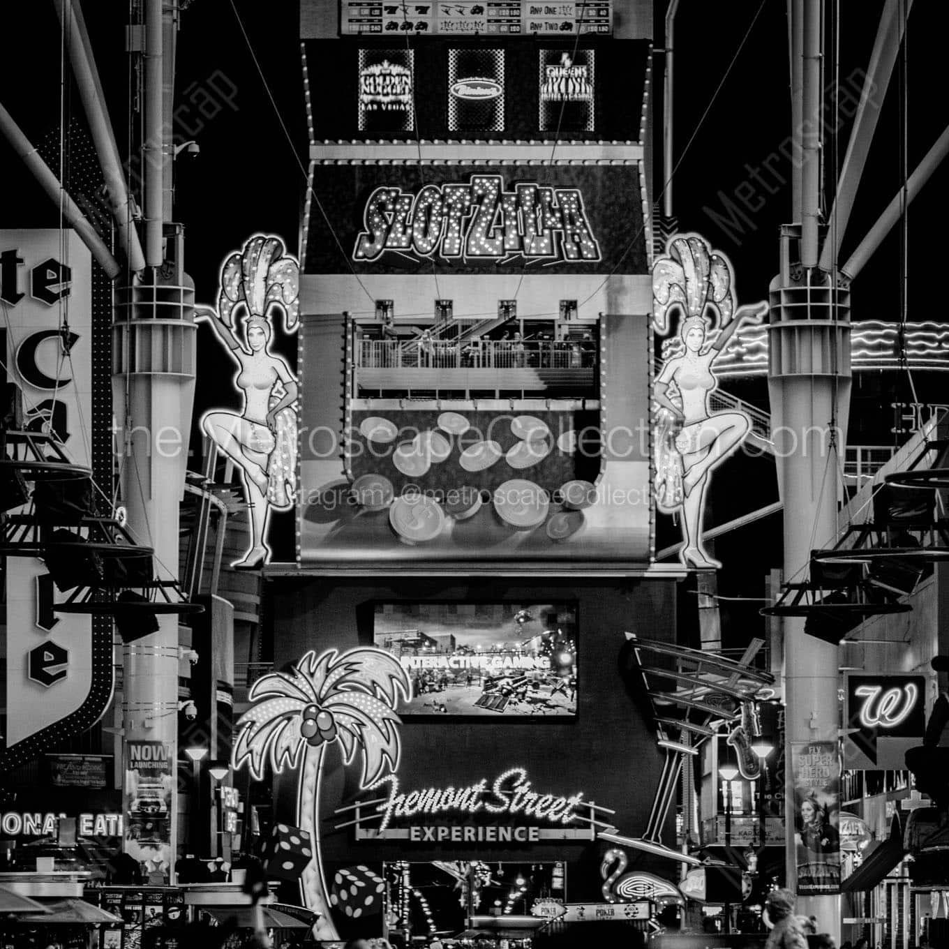 fremont street slotzilla Black & White Wall Art