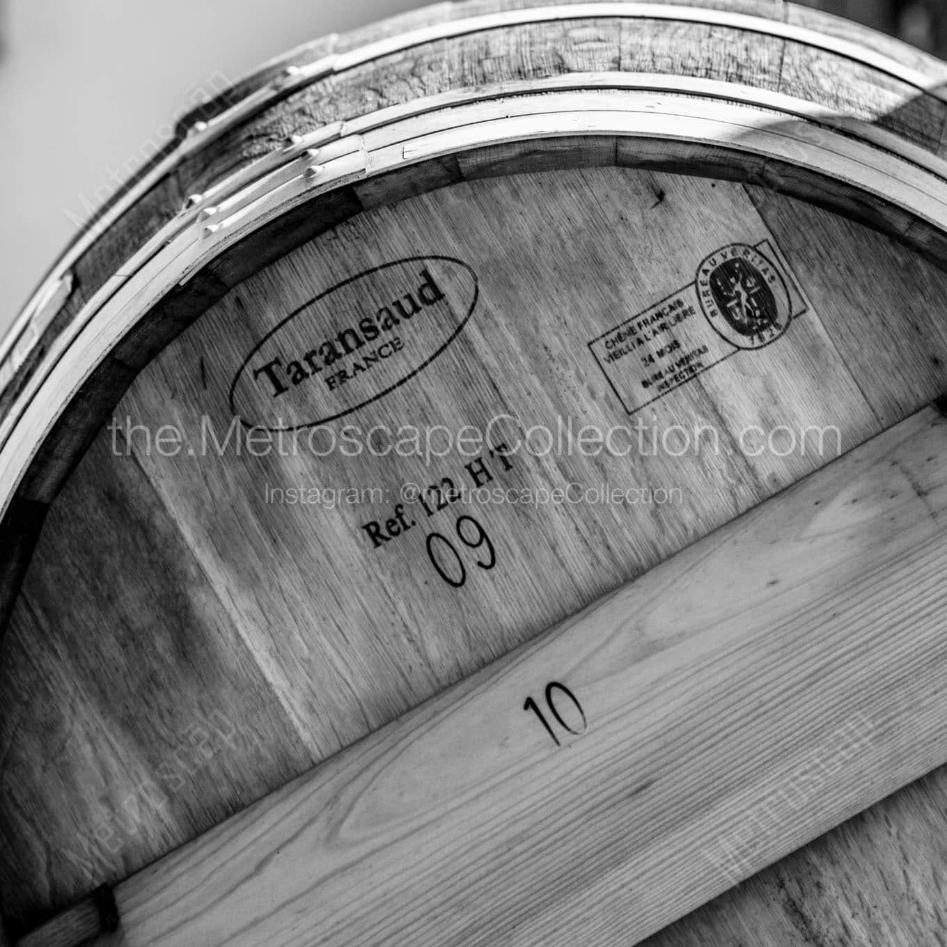 french oak wine barrel Black & White Wall Art