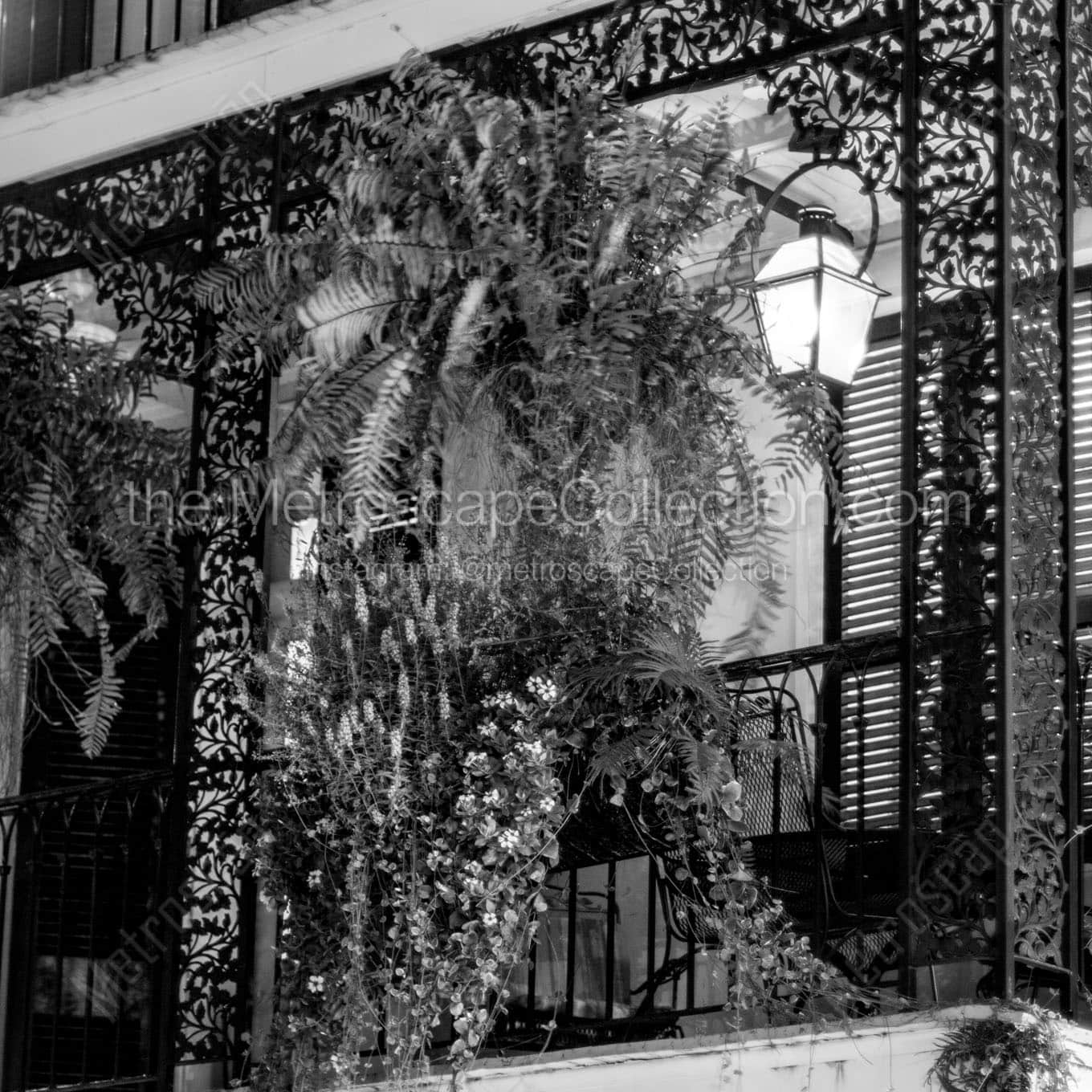 french quarter balcony Black & White Wall Art