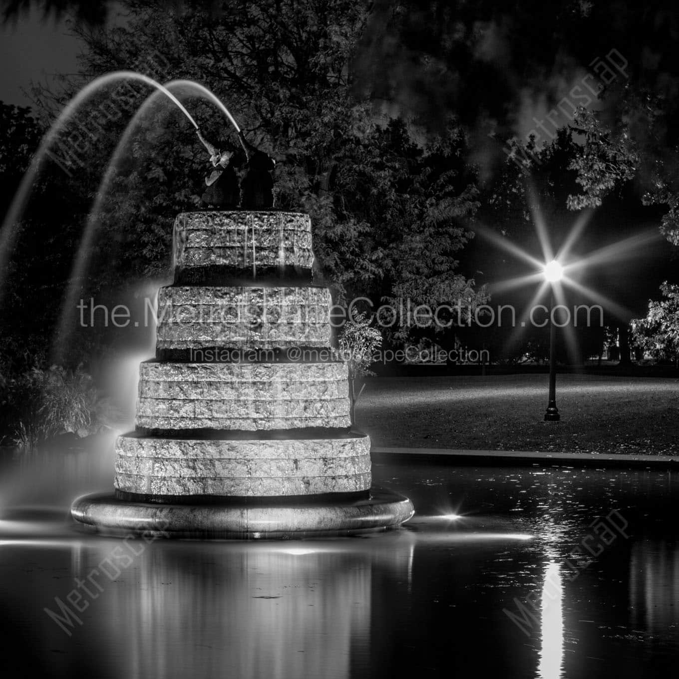 friends goodale park fountain Black & White Wall Art
