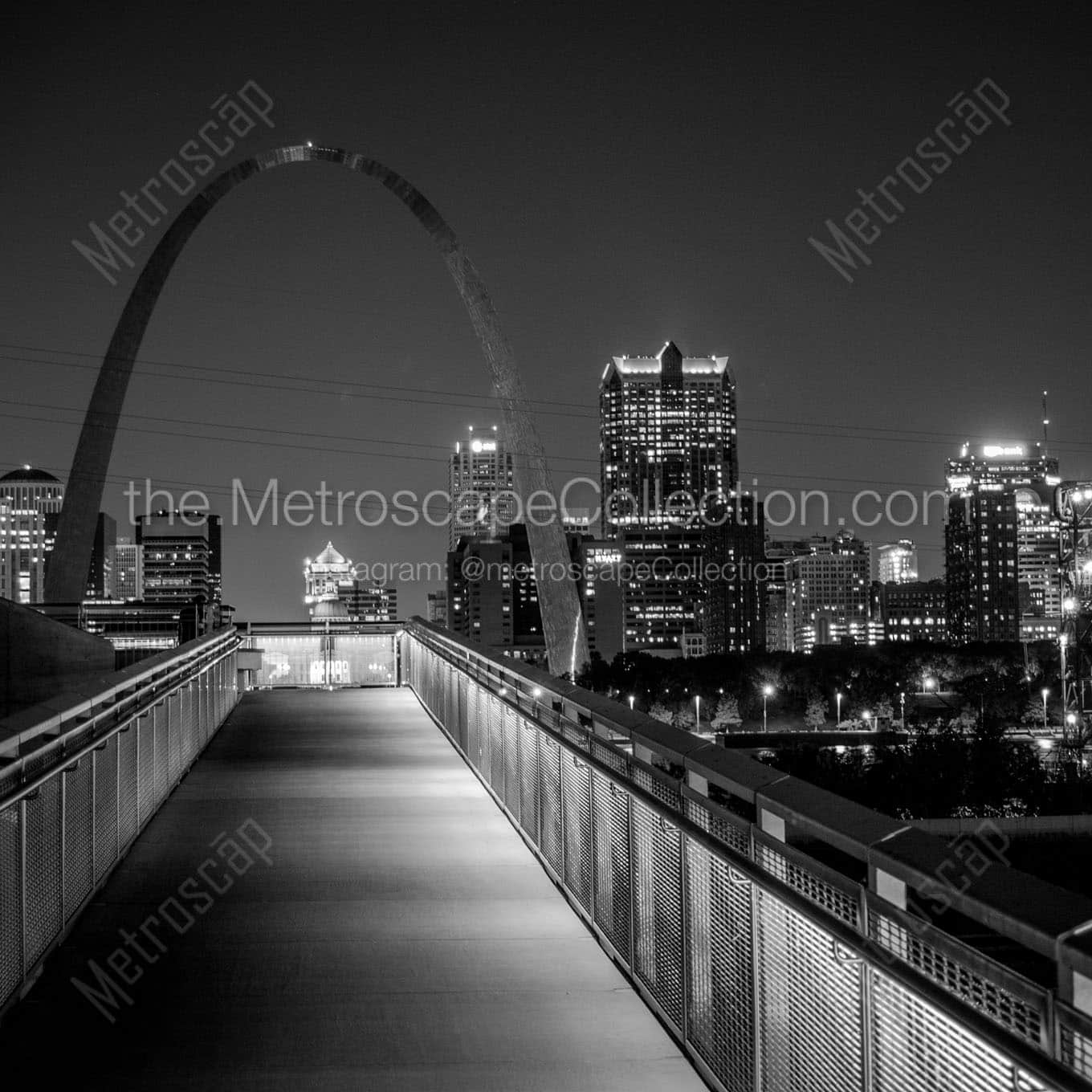 gateway arch from overlook Black & White Wall Art