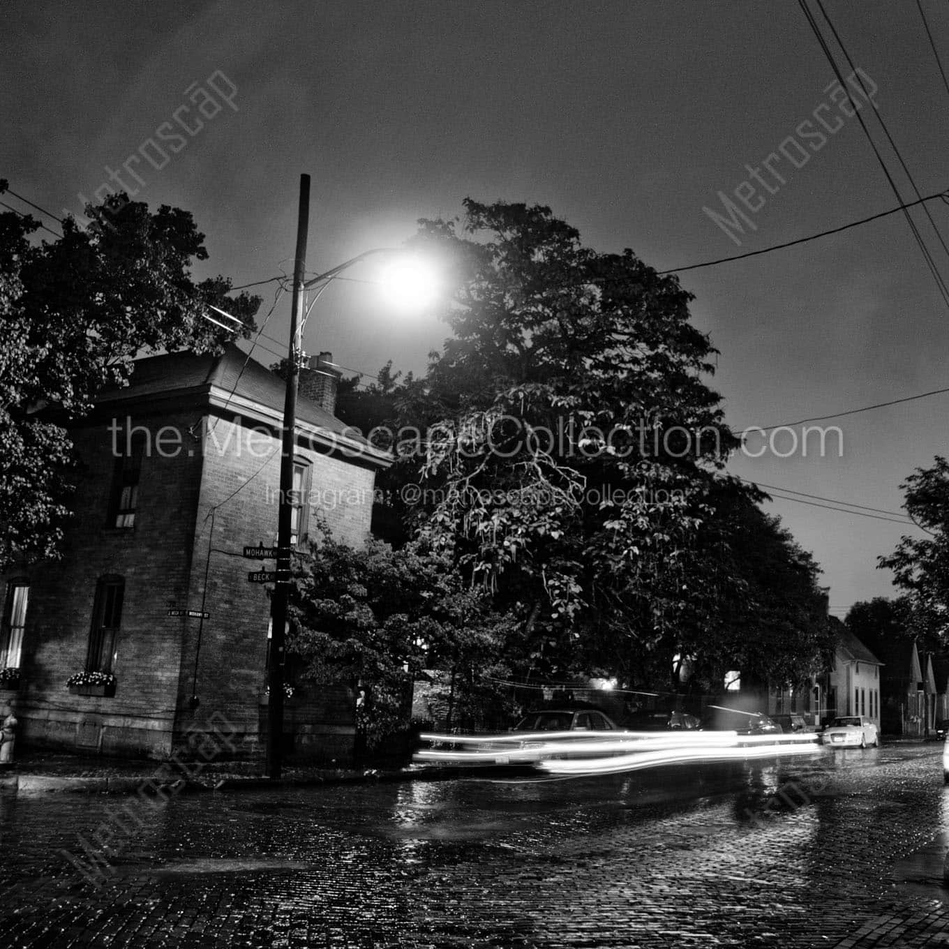 german village august rain storm Black & White Wall Art