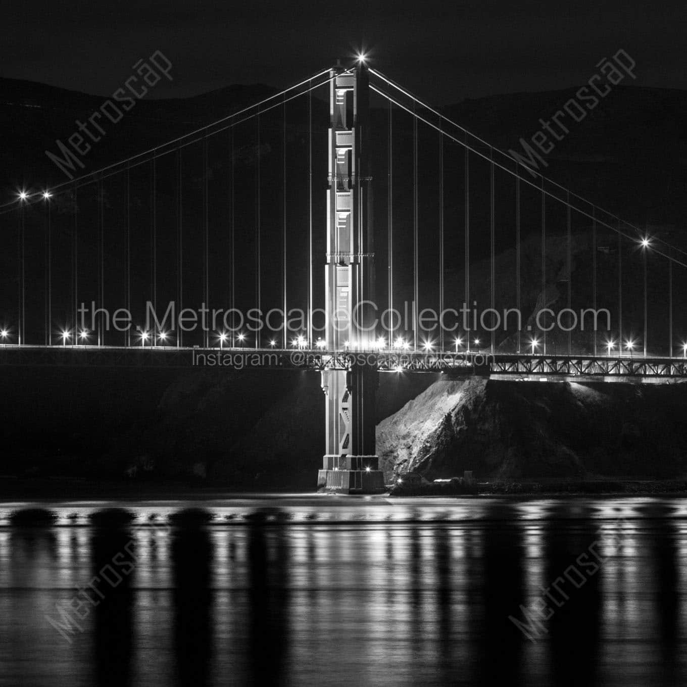 gg bridge from coit tower Black & White Wall Art