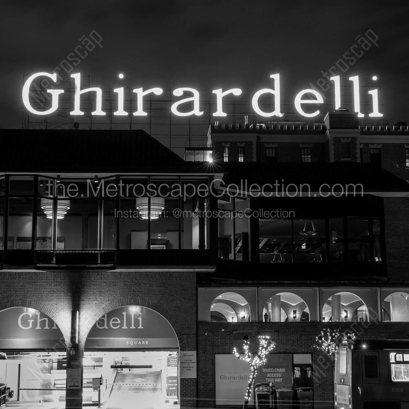ghirardelli square night Black & White Wall Art