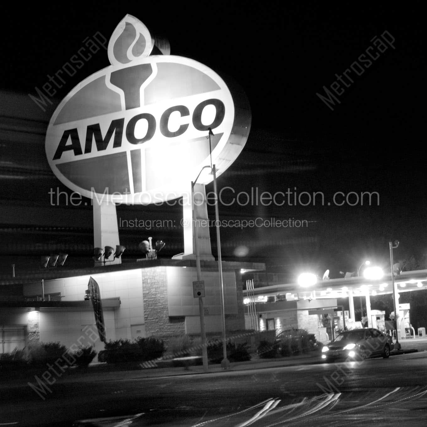 giant amoco sign Black & White Wall Art