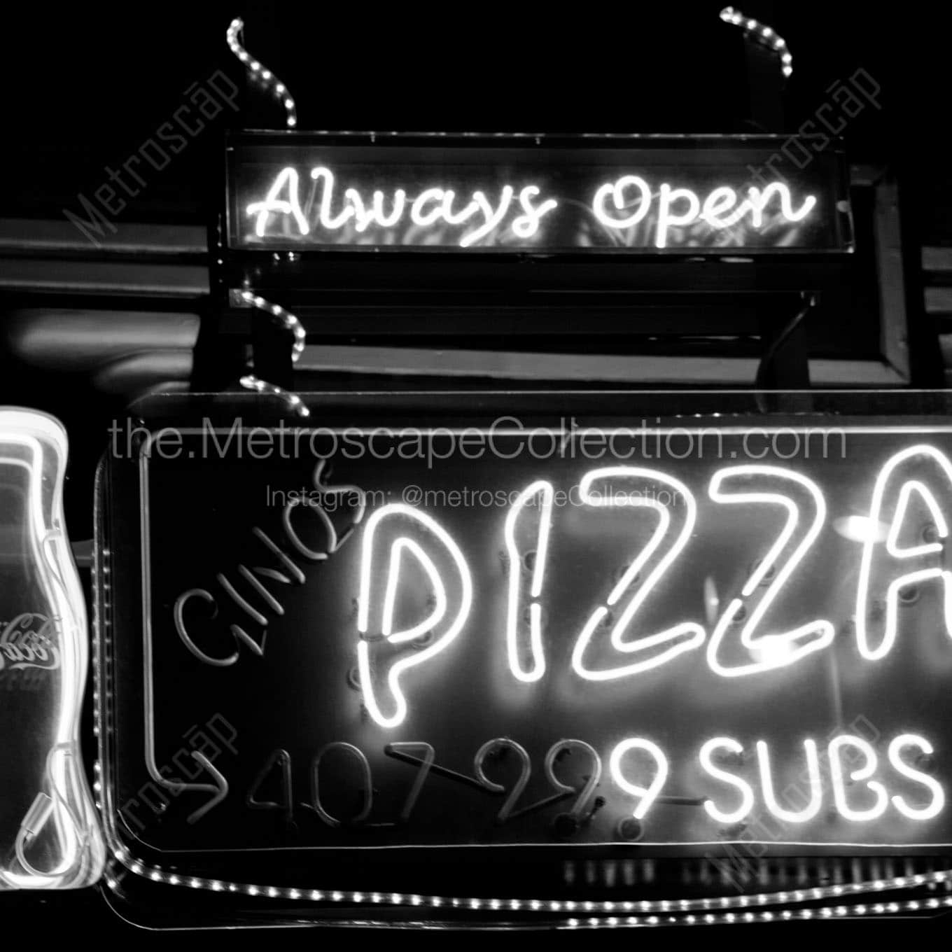 ginos pizza and subs Black & White Wall Art