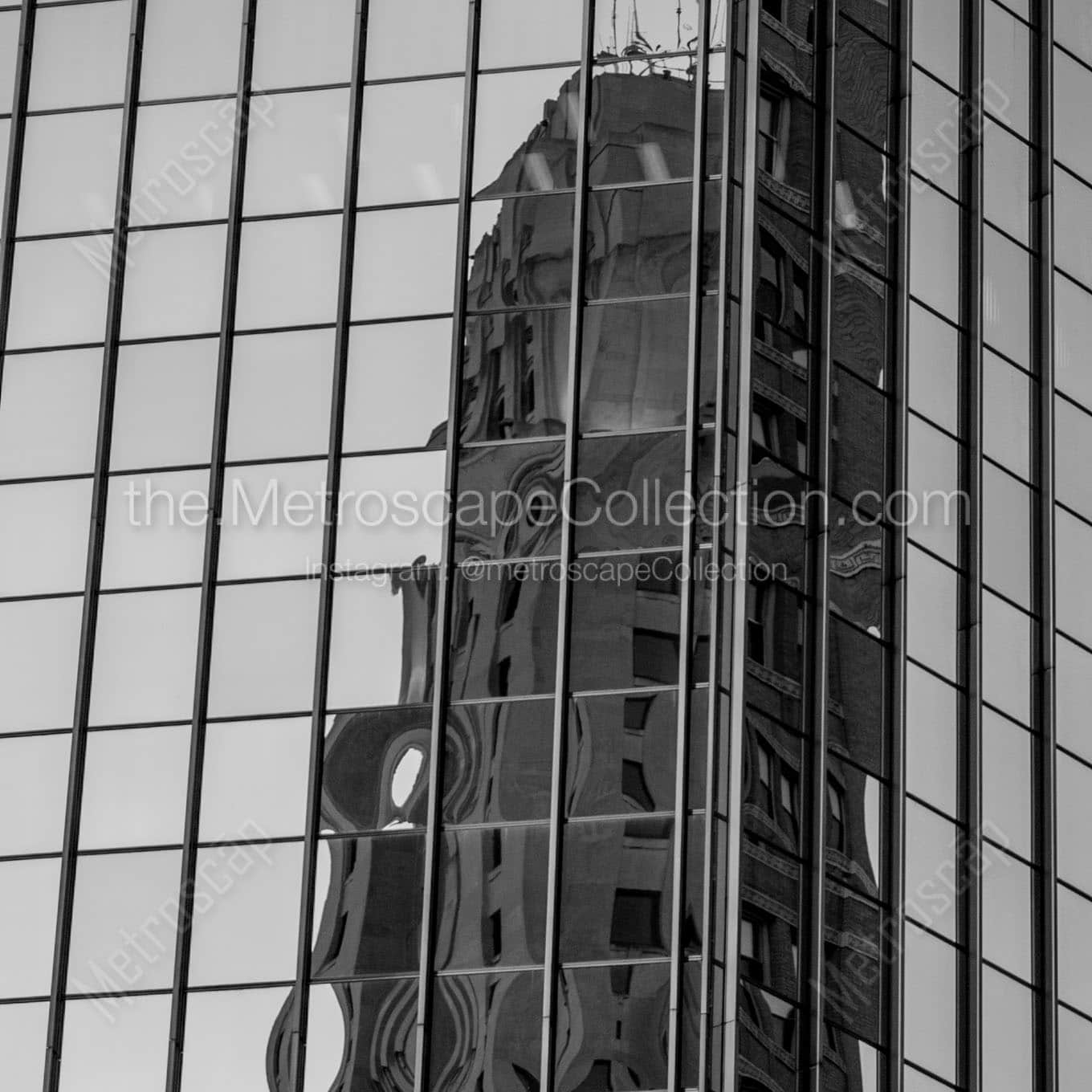 glass city skyscraper reflection Black & White Wall Art
