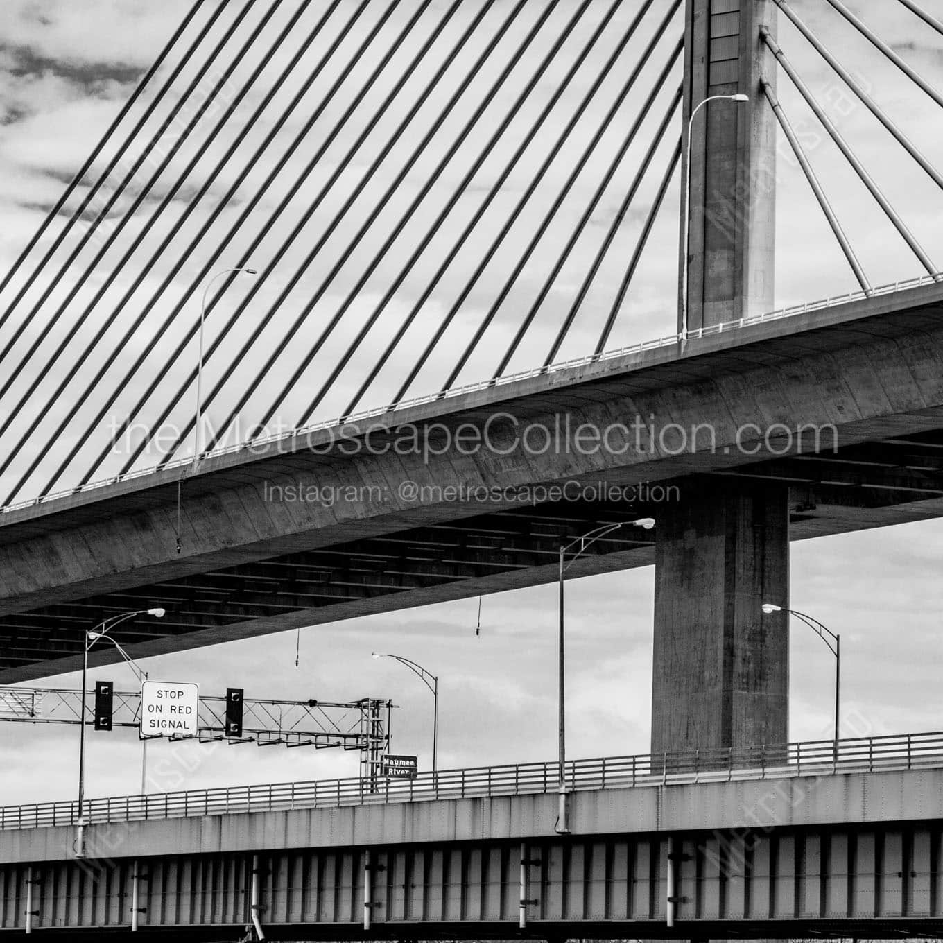 glass city skyway bridge Black & White Wall Art