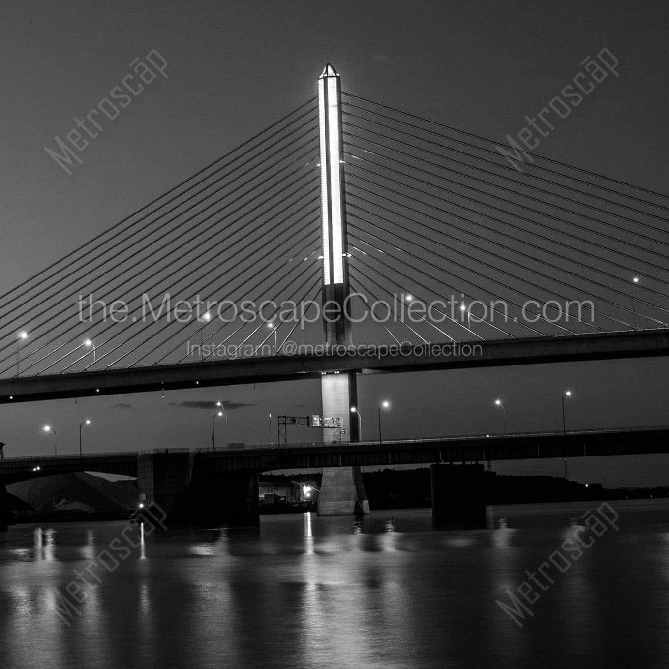 glass city skyway bridge at night Black & White Wall Art