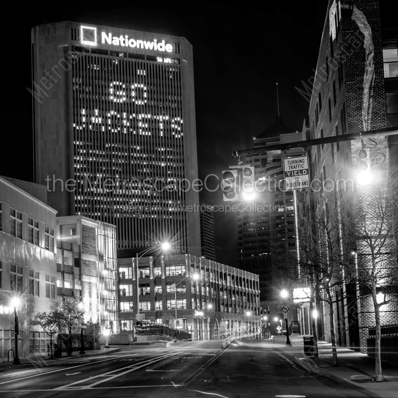 go jackets in nationwide building Black & White Wall Art