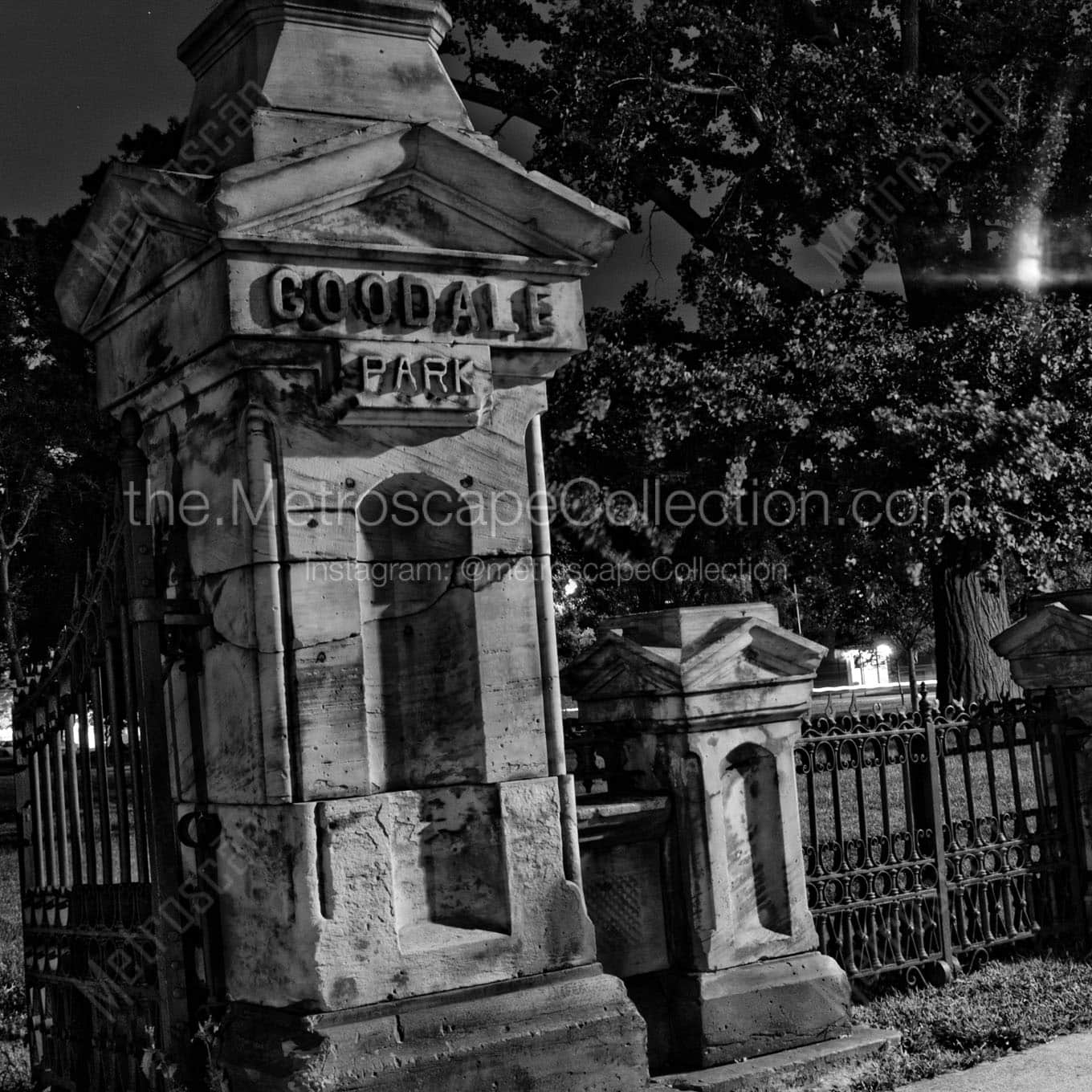 goodale park entrance gate Black & White Wall Art