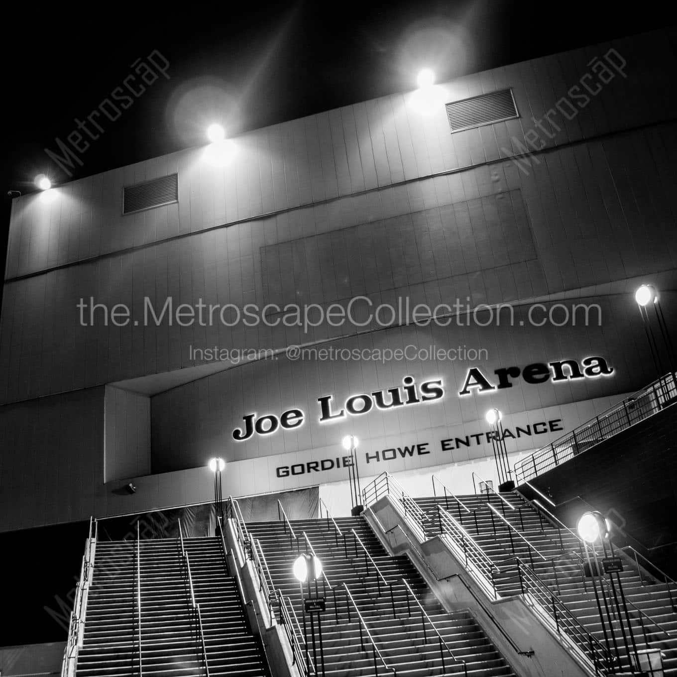 gordie howe entrance joe louis arena Black & White Wall Art