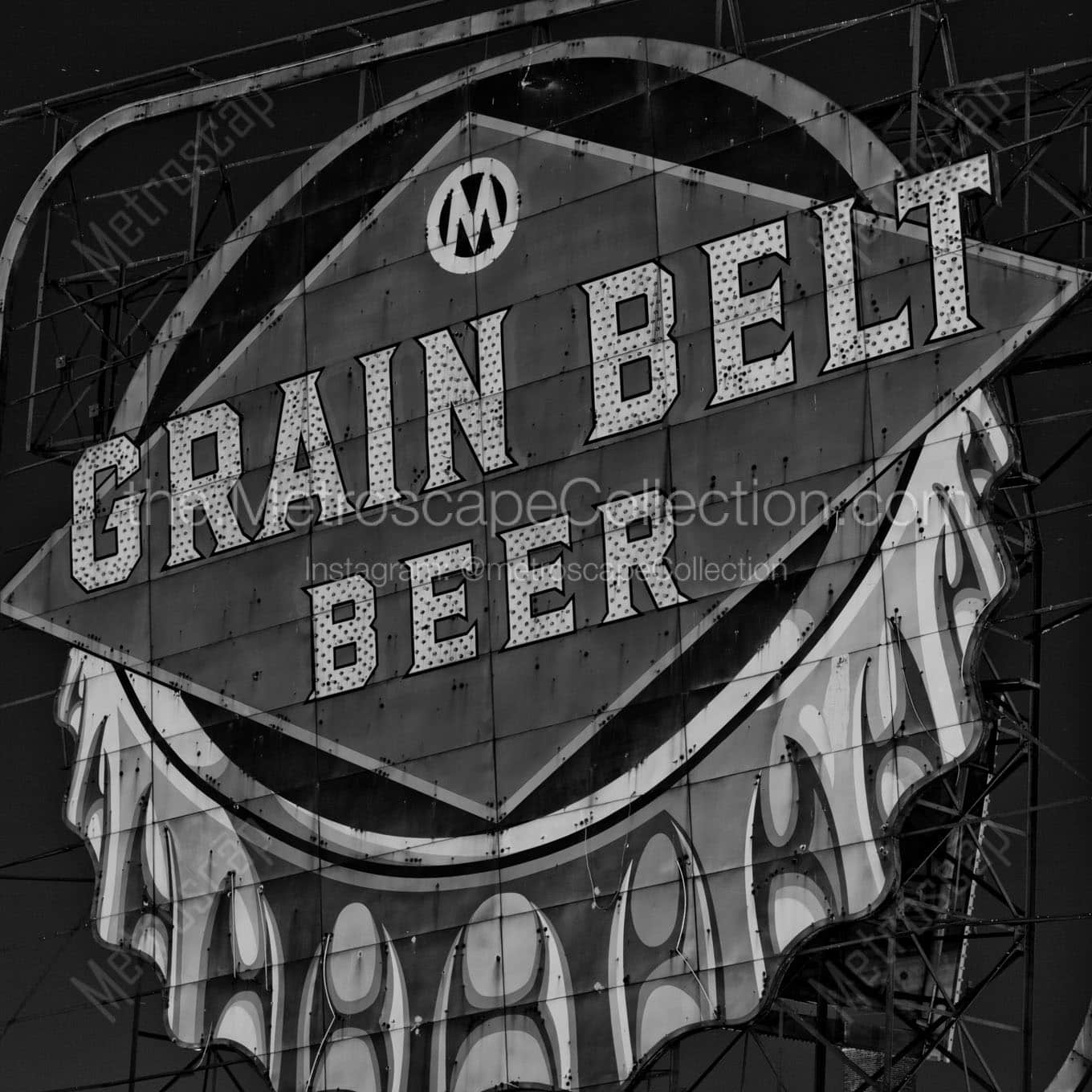 grain belt beer sign Black & White Wall Art