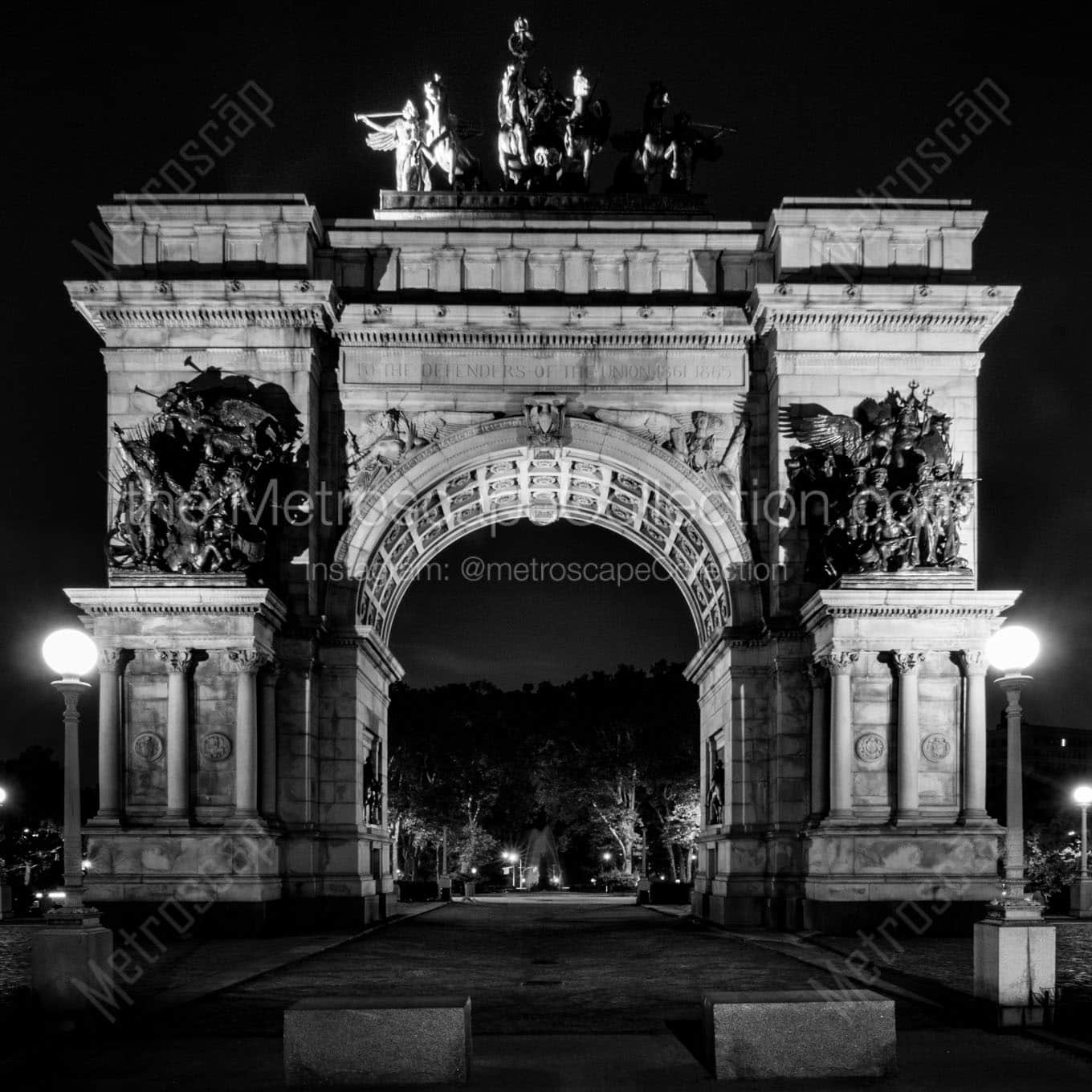 grand army arch prospect park brooklyn Black & White Wall Art