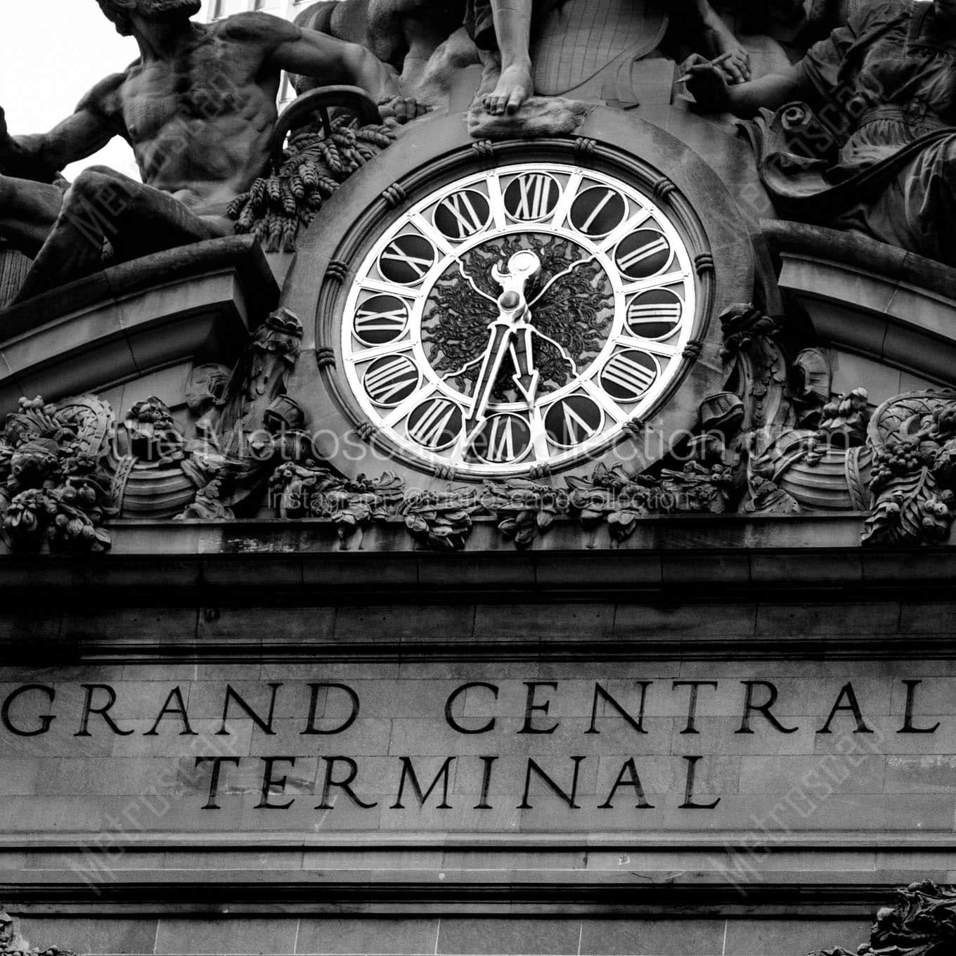 grand central terminal clock Black & White Wall Art