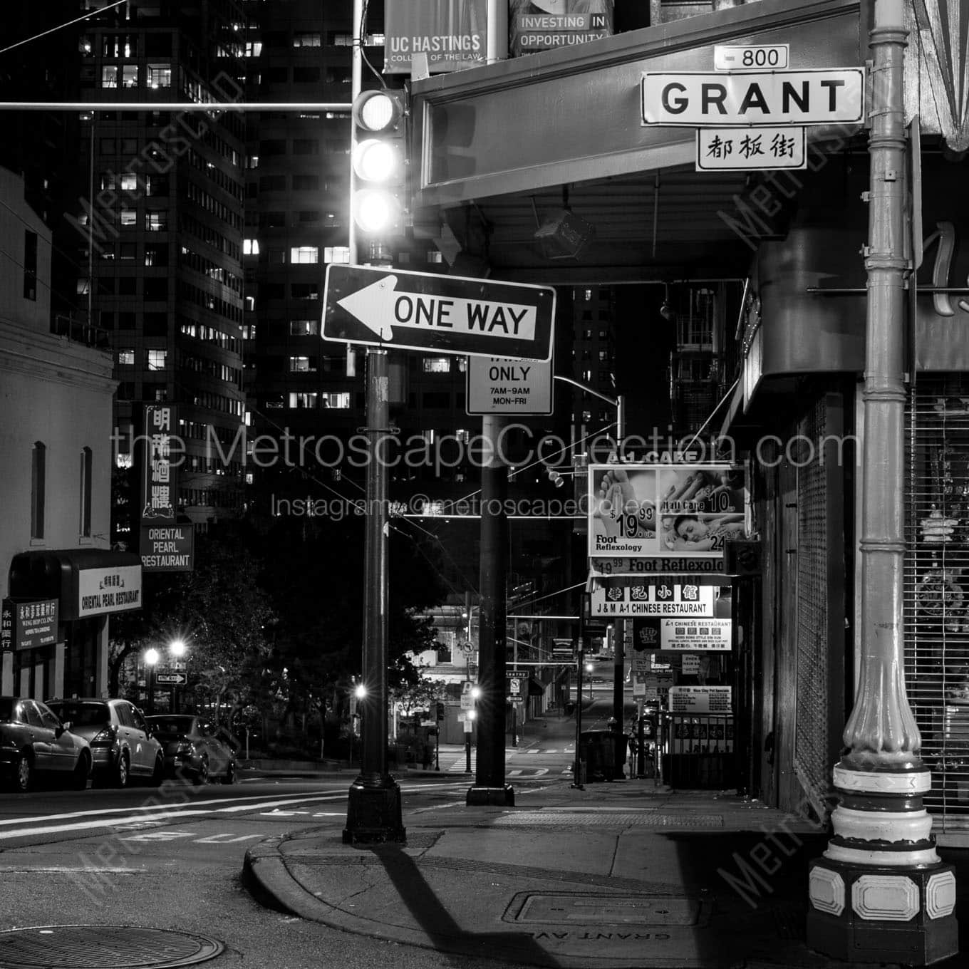 grant ave chinatown Black & White Wall Art