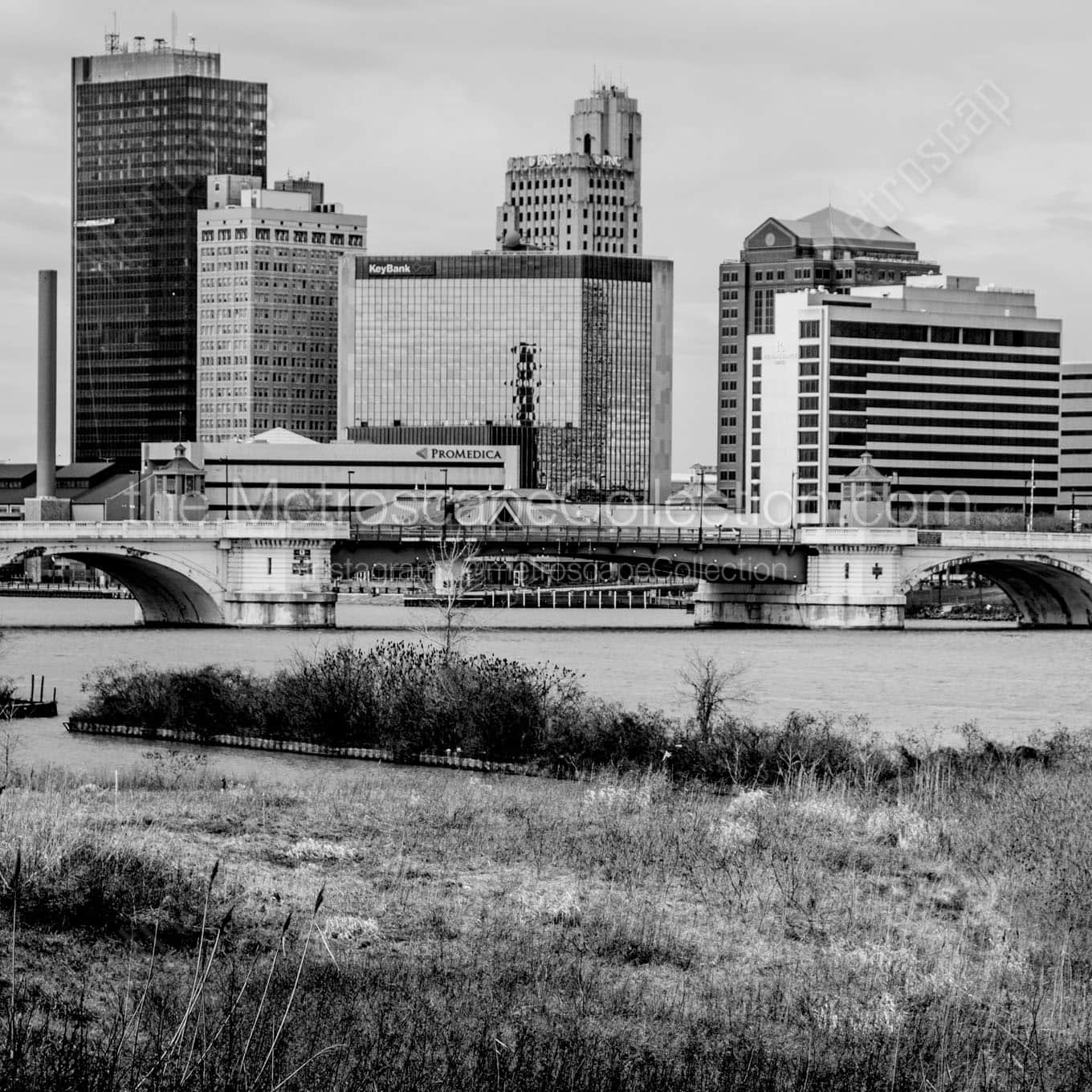 gray toledo skyline Black & White Wall Art