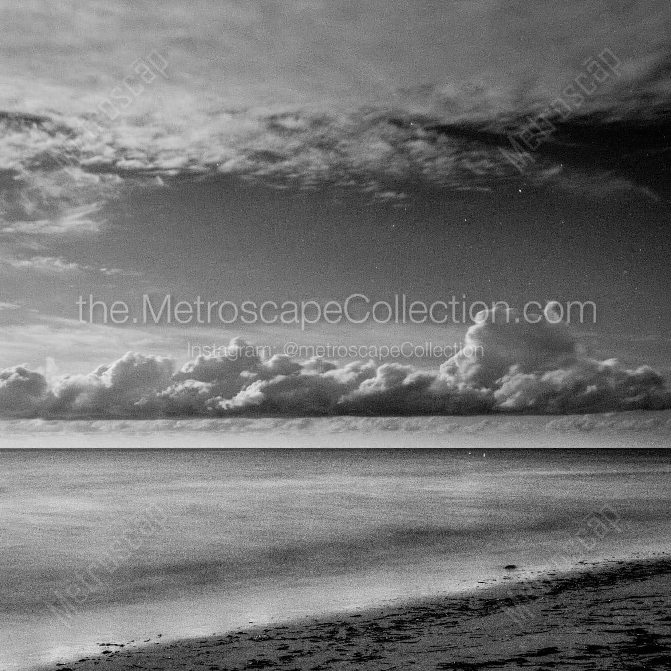 gulf of mexico at night Black & White Wall Art