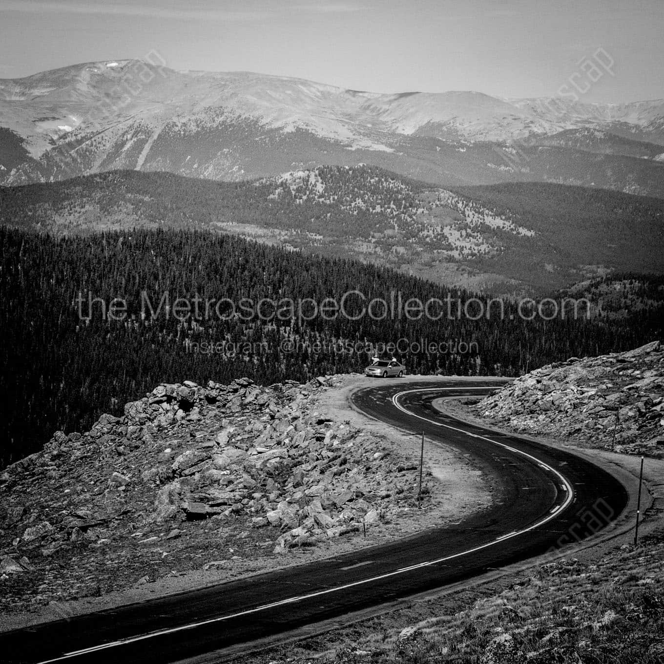 hairpin turn mt evans road Black & White Wall Art