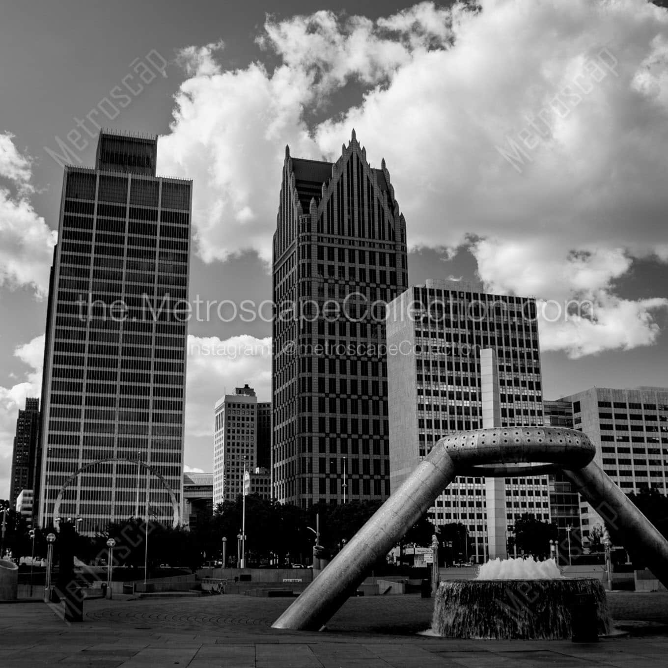 hart plaza Black & White Wall Art