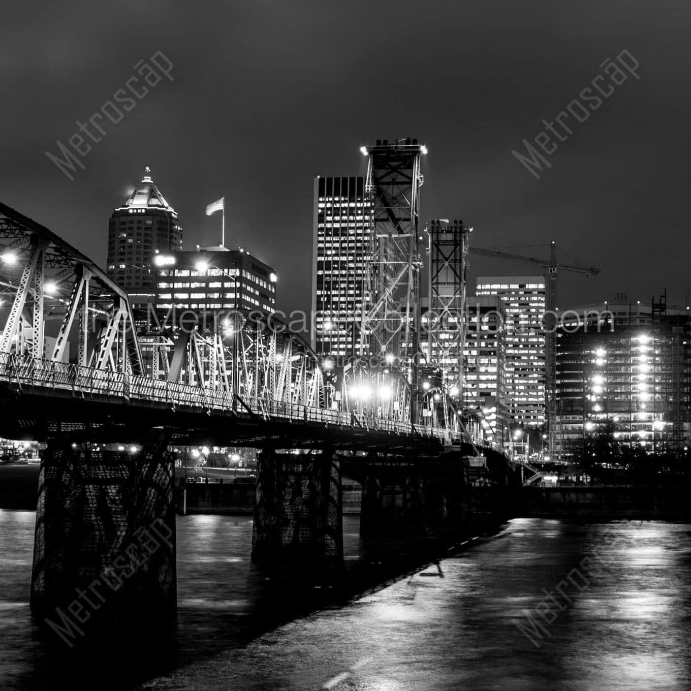 hawthorne street bridge Black & White Wall Art