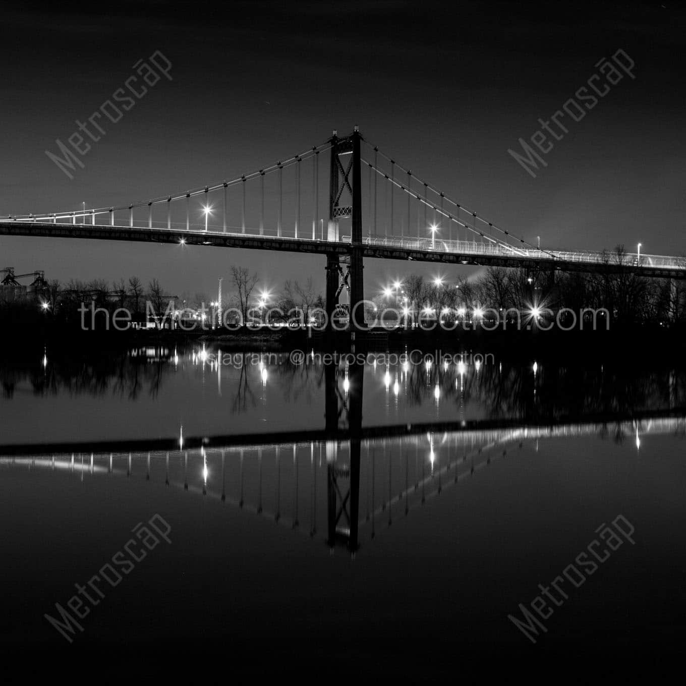 high level bridge at night Black & White Wall Art