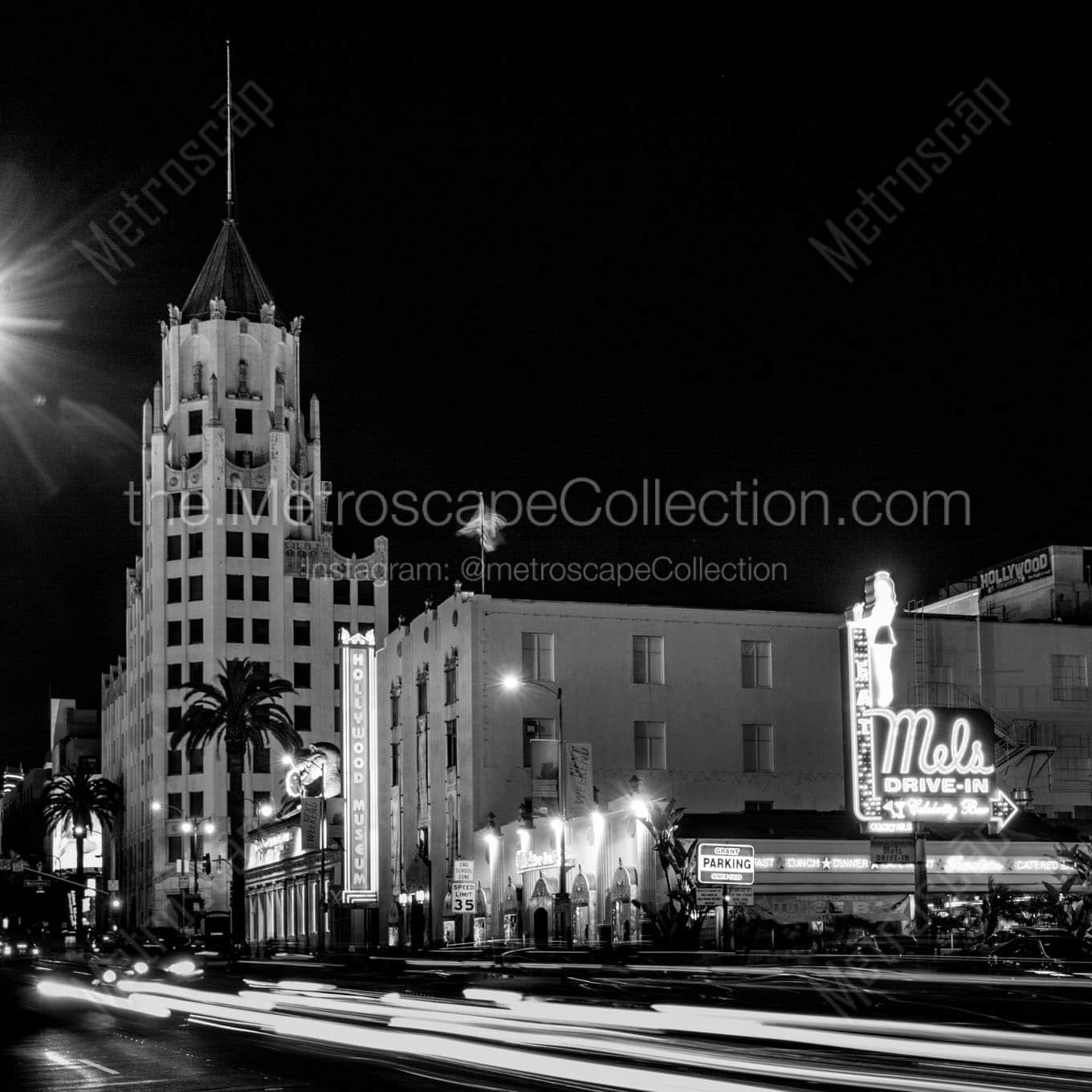 hollywood museum first national building Black & White Wall Art