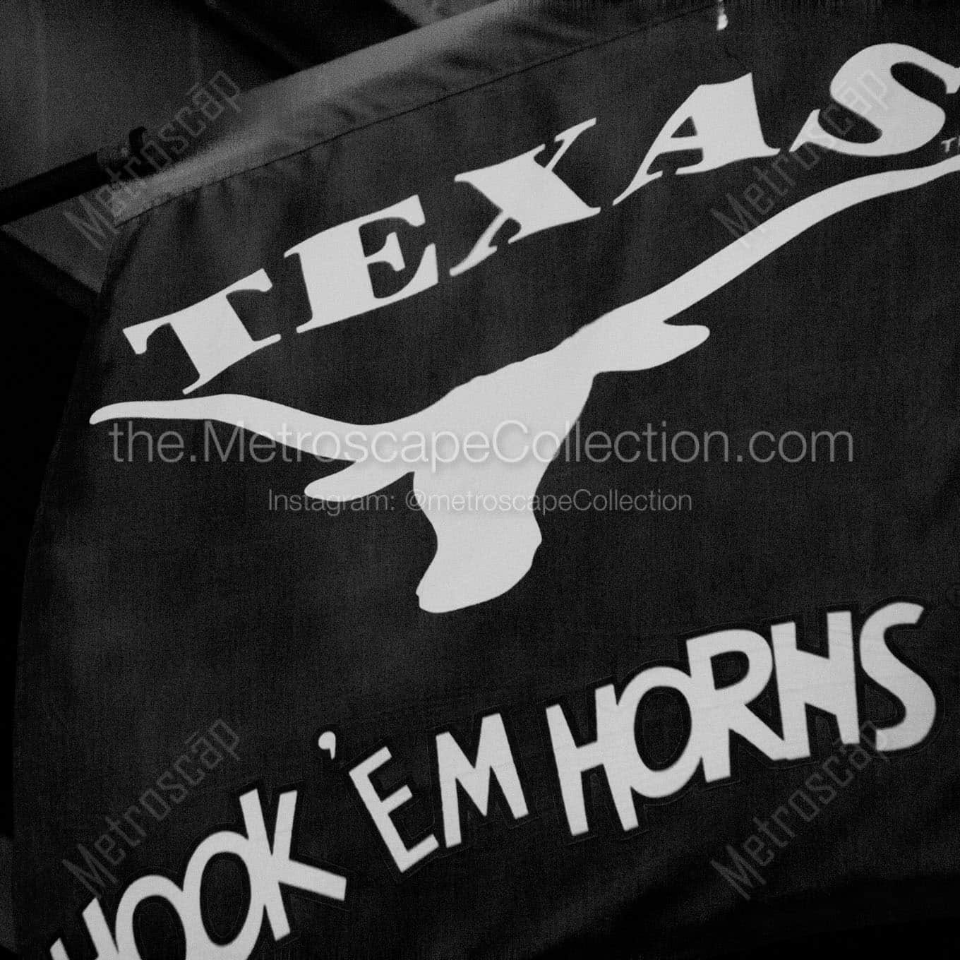 hook em horns banner on sixth Black & White Wall Art