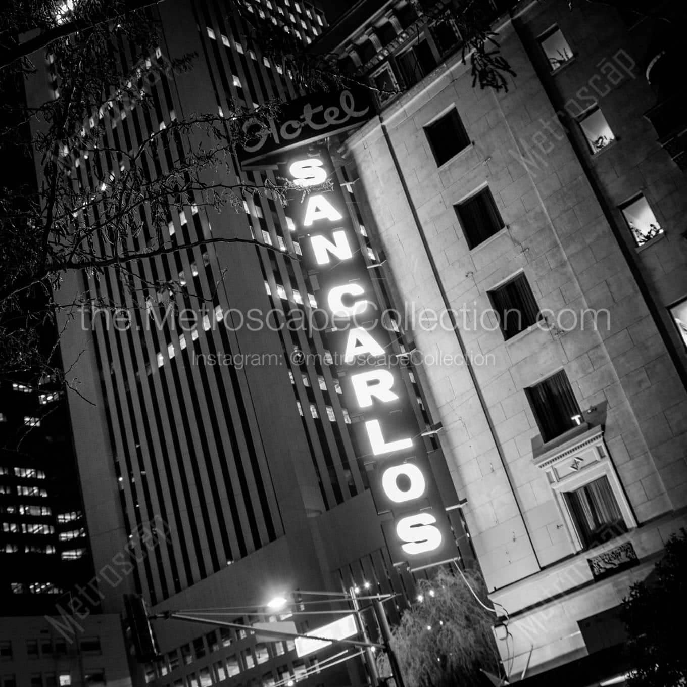 hotel san carlos sign Black & White Wall Art