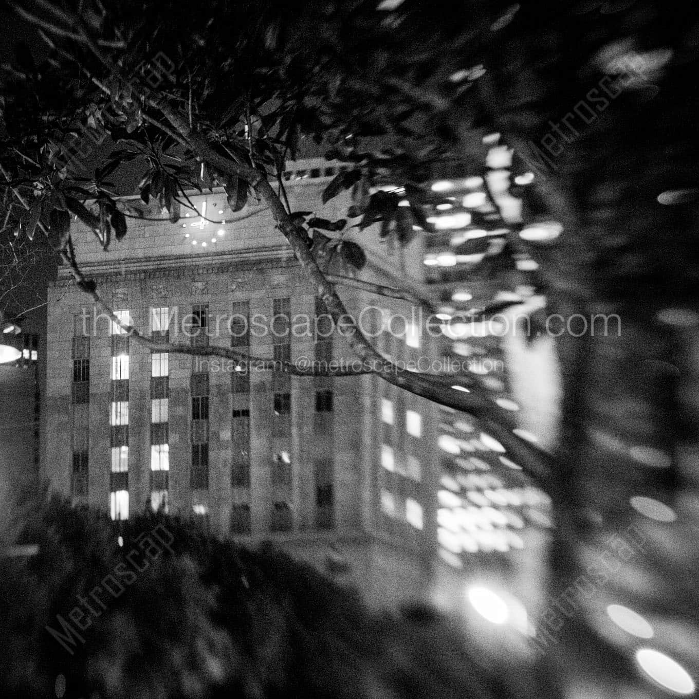 houston city hall clock Black & White Wall Art