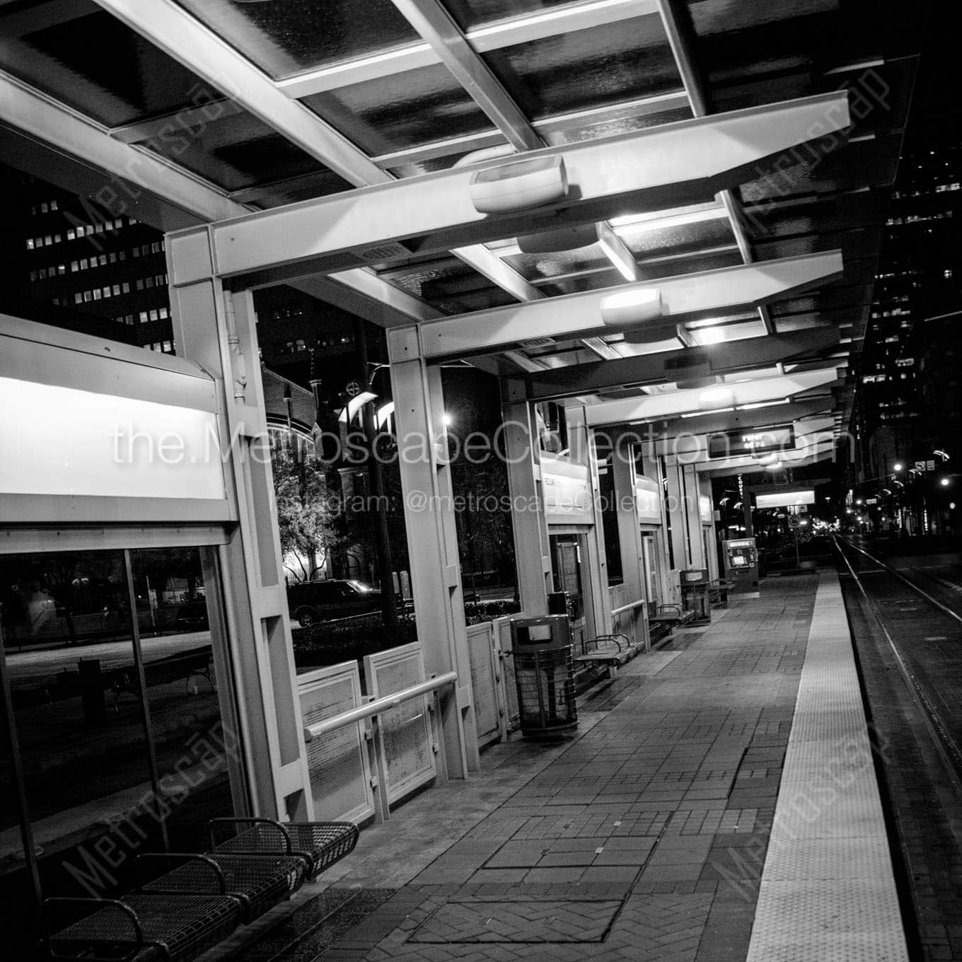 houston light rail station Black & White Wall Art