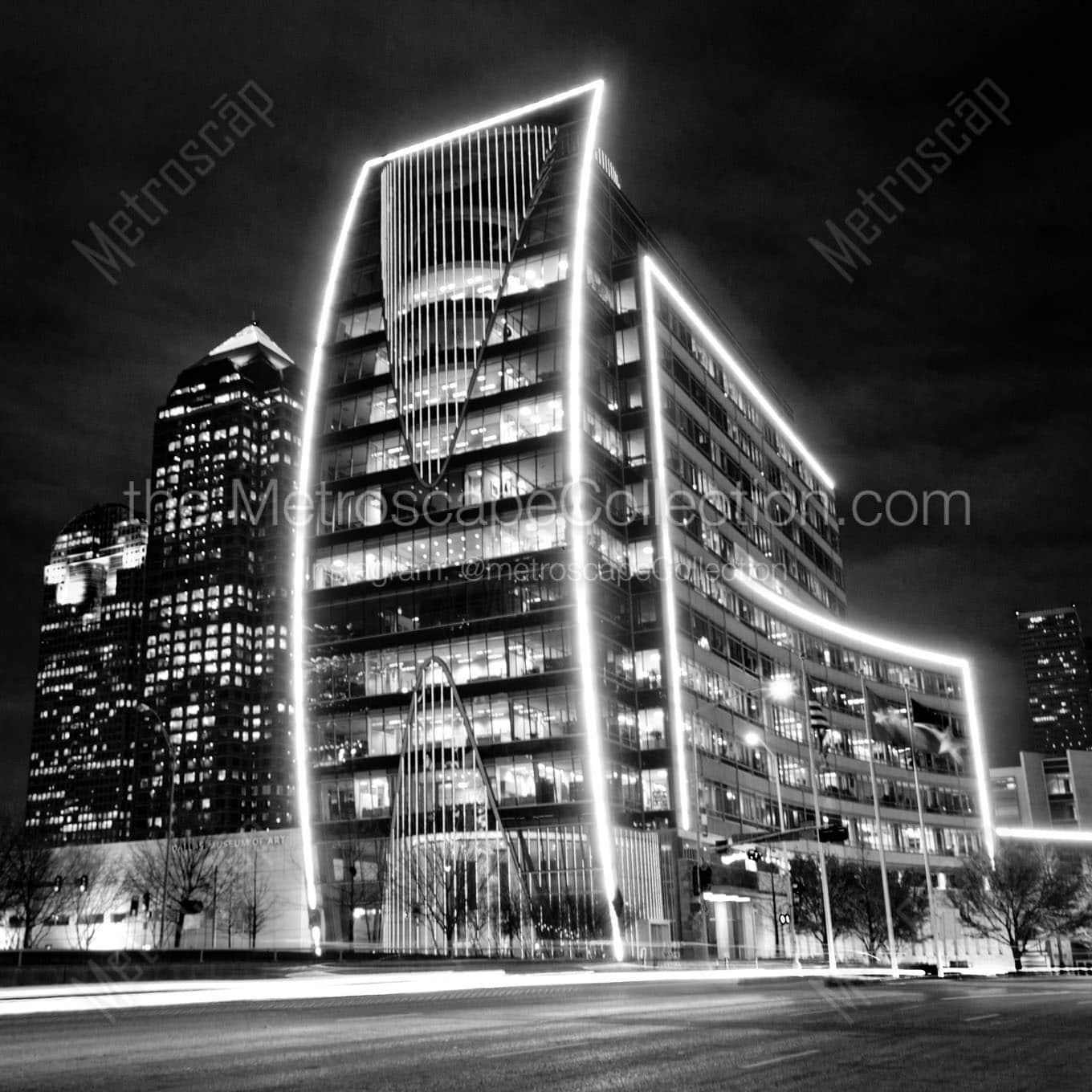 hunt building at night Black & White Wall Art